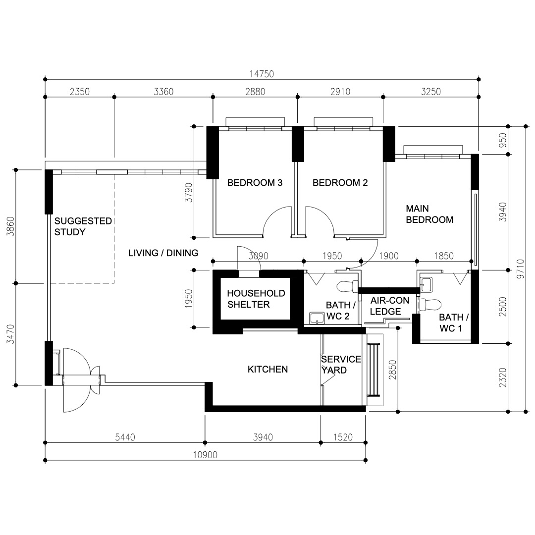 House Tour: A Japandi Minimalist 5-Room BTO - Living area, dining area, bedroom 1, bedroom 2, main bedroom, study, kitchen