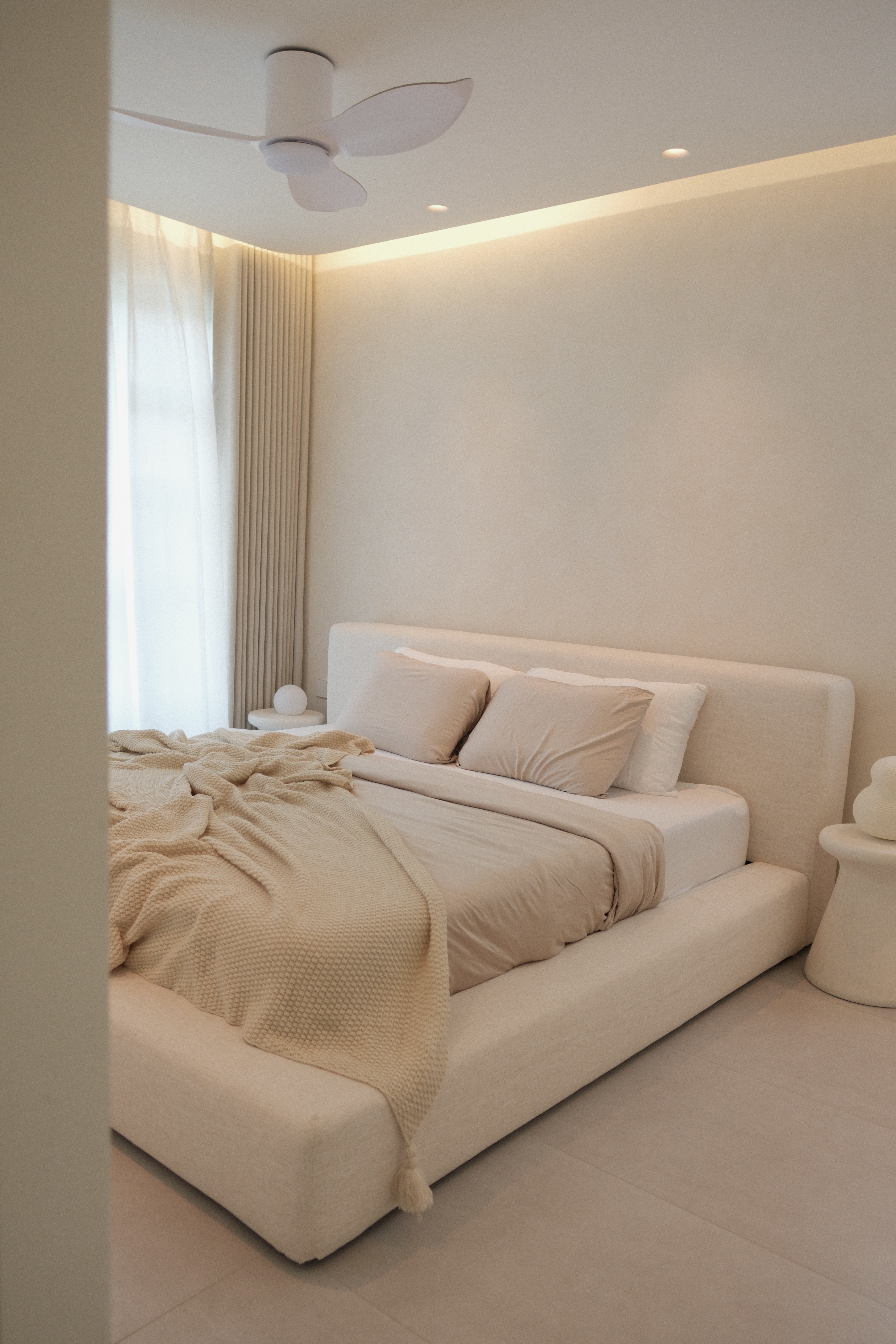 Wake Me Up In 5 Minutes: Our Cream Minimalist Bedroom - Modern minimalist bedroom, neutral color palette, large bed with