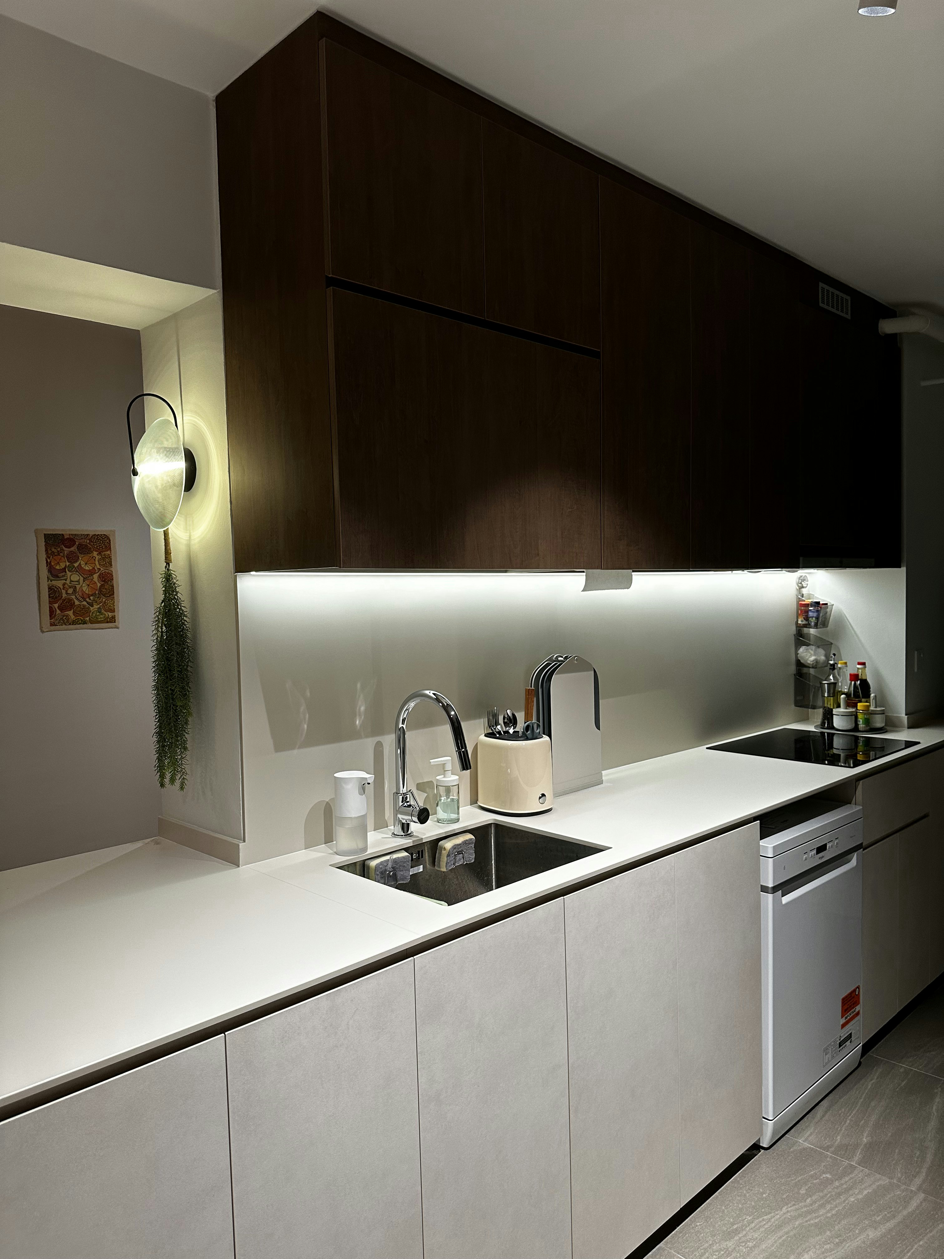 Bauhaus cathaus - $38k 4BR Reno for an open, flexible space       - Modern kitchen with sleek design, minimalist decor, white