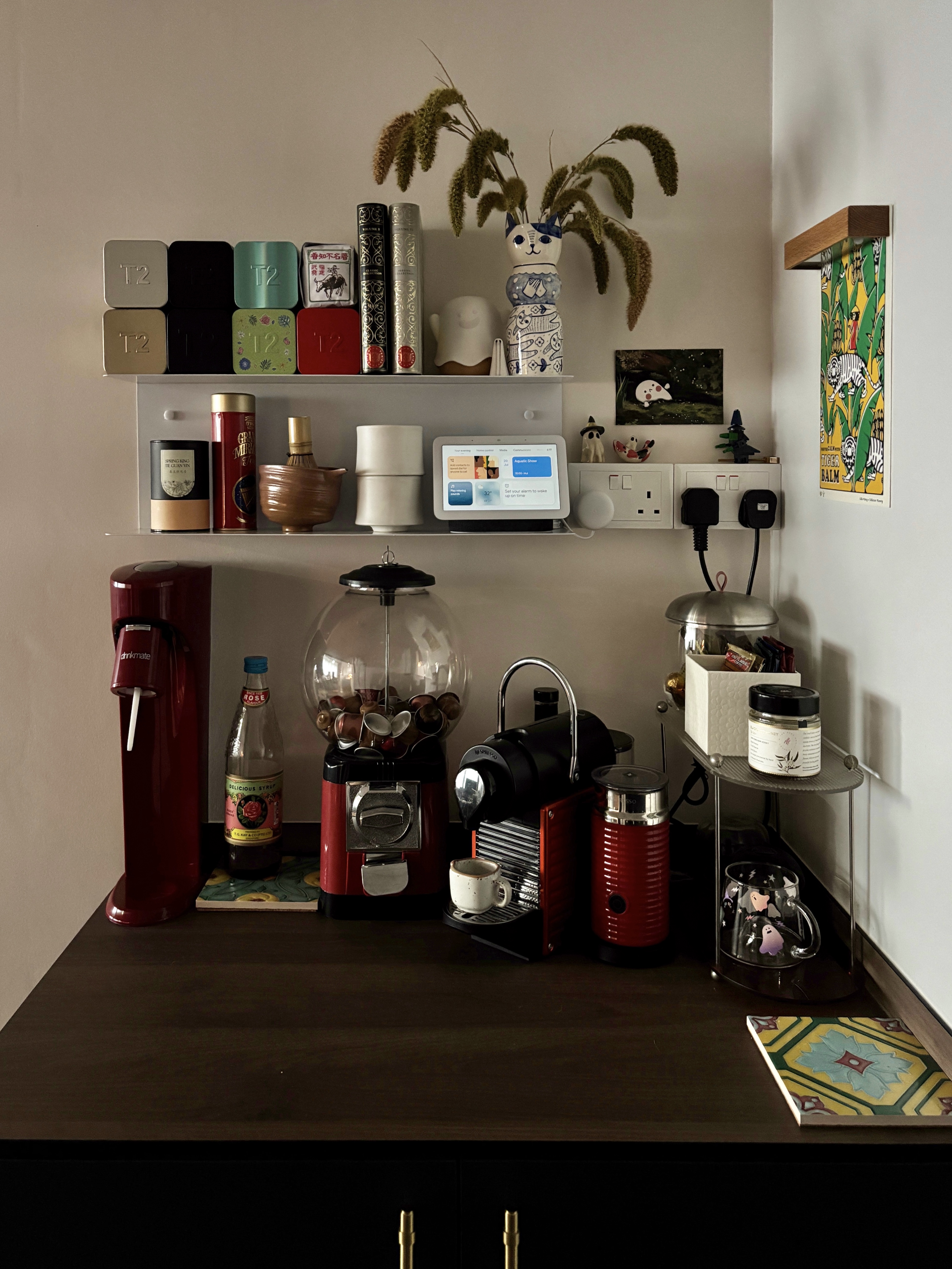 Leveling Up Our Coffee Corner  - smart home, kitchen setup, coffee machines, red water dispenser, glass coffee pod, tea