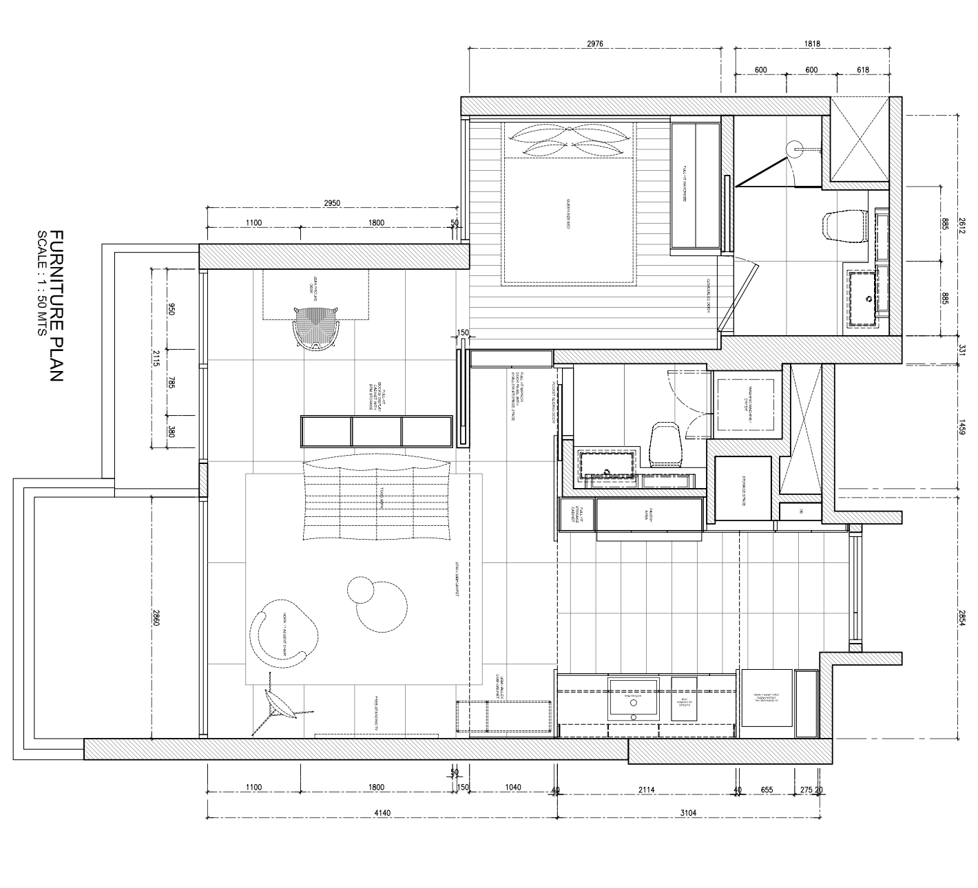 A Chic Modern Apartment Filled with Colors and Objects - Multi-functional living space with integrated furniture, Layout for