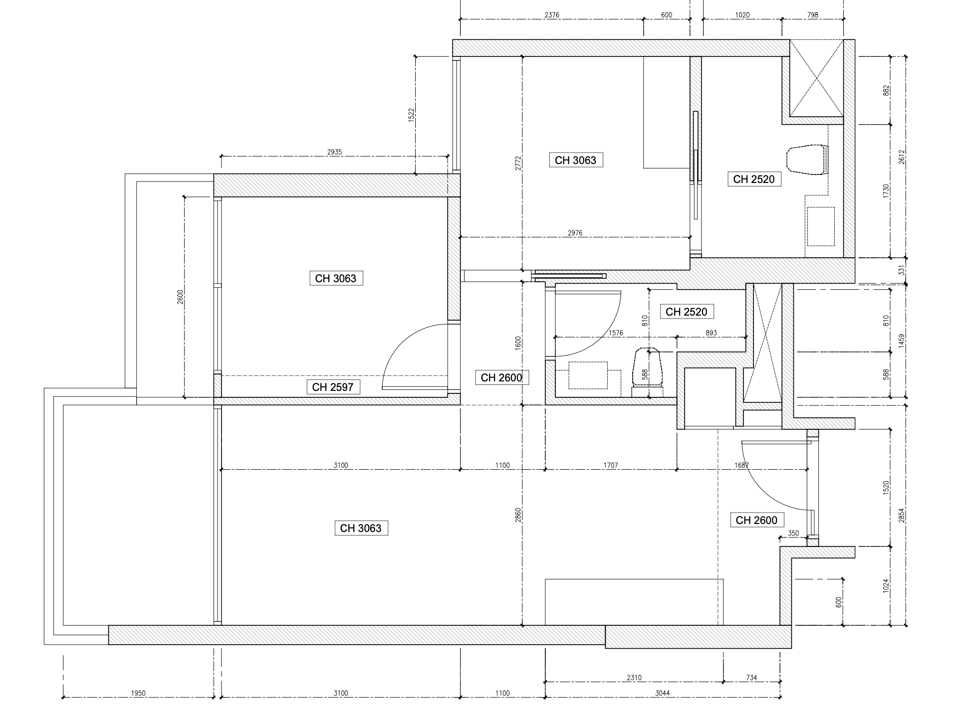 A Chic Modern Apartment Filled with Colors and Objects - Detailed floor plan of a residential space, Architectural layout of