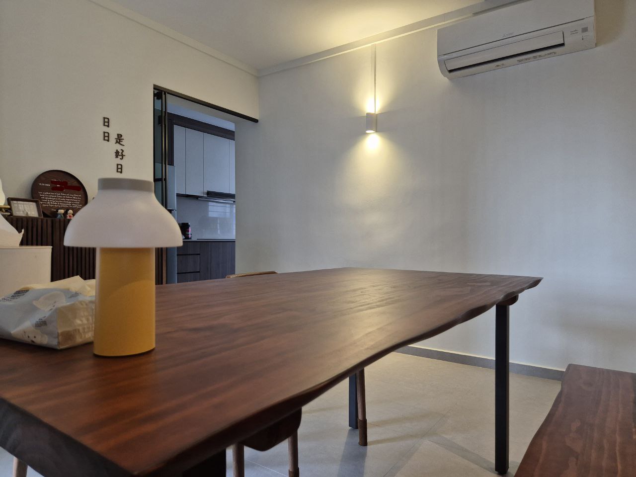 Dining Area - zero carpentry for flexibility of hosting our guests! - Wooden dining table, minimalist design, modern decor