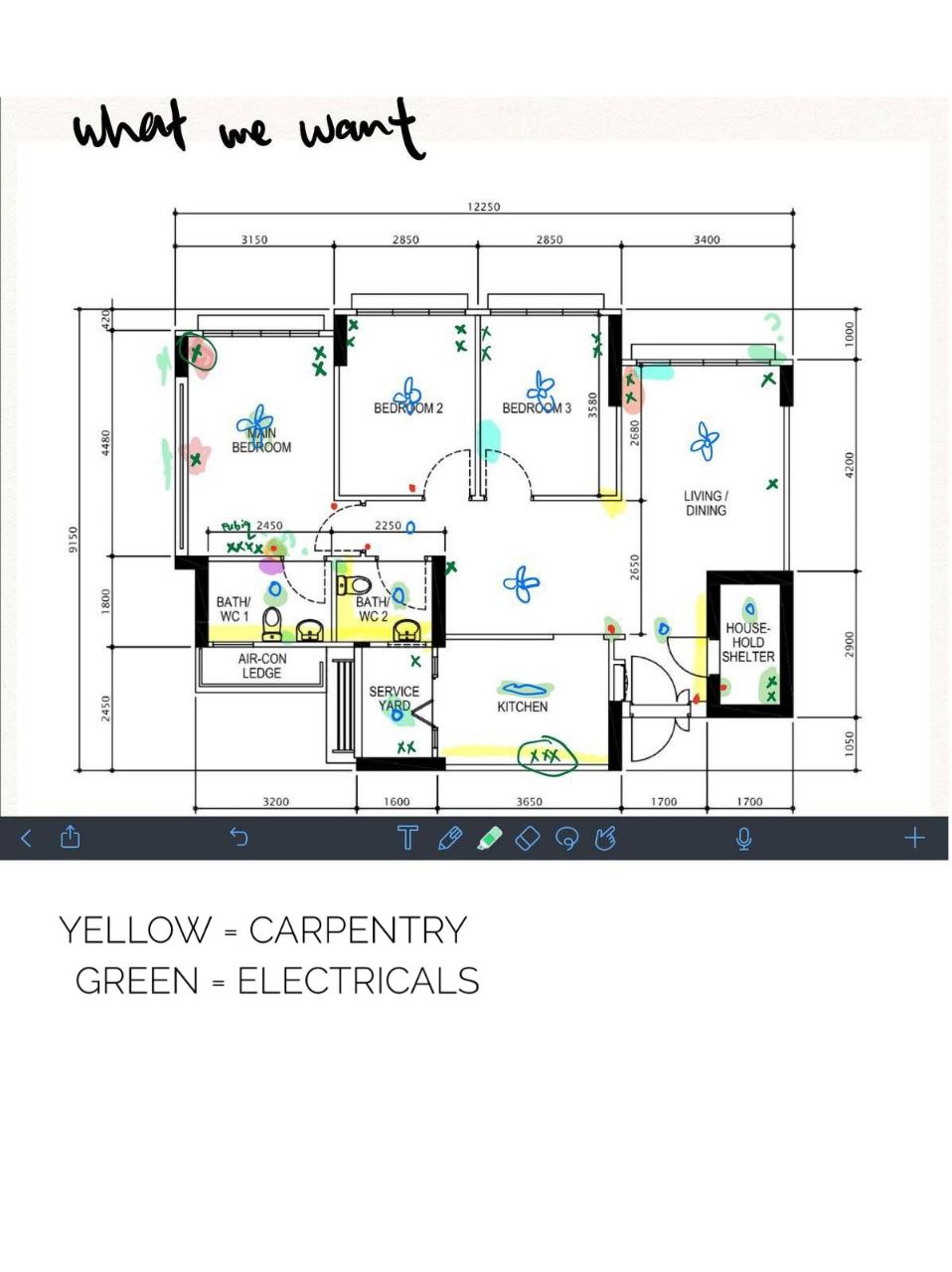 4-Room Warm, Minimalist Smart HDB Reno (50k) - Detailed floor plan showcasing multiple rooms and spaces, Layout design with