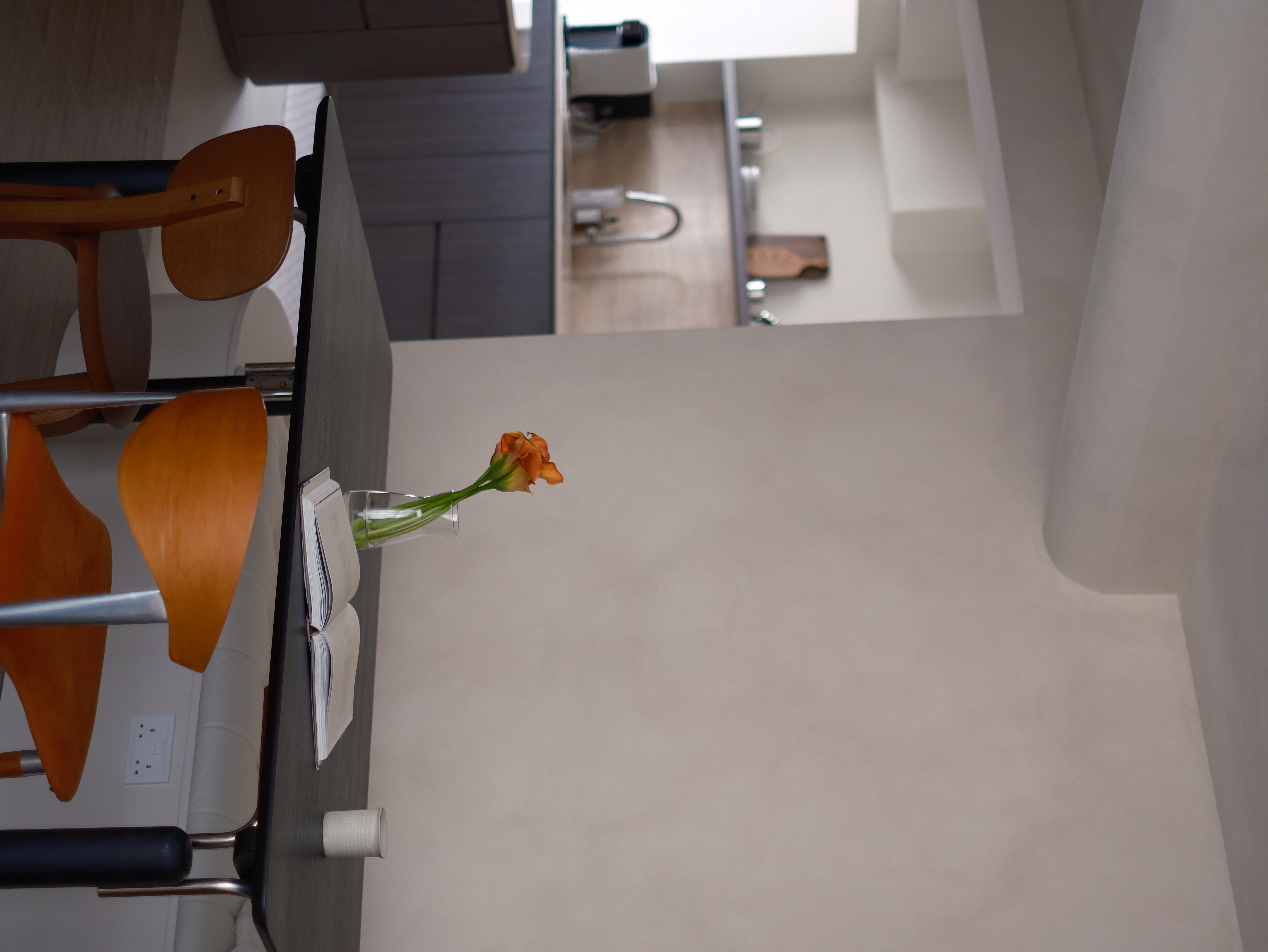 Inside our $45k Limewashed Reno Home: Minimalist Mid-Century Modern  - modern workspace, minimalist furniture, wooden chair