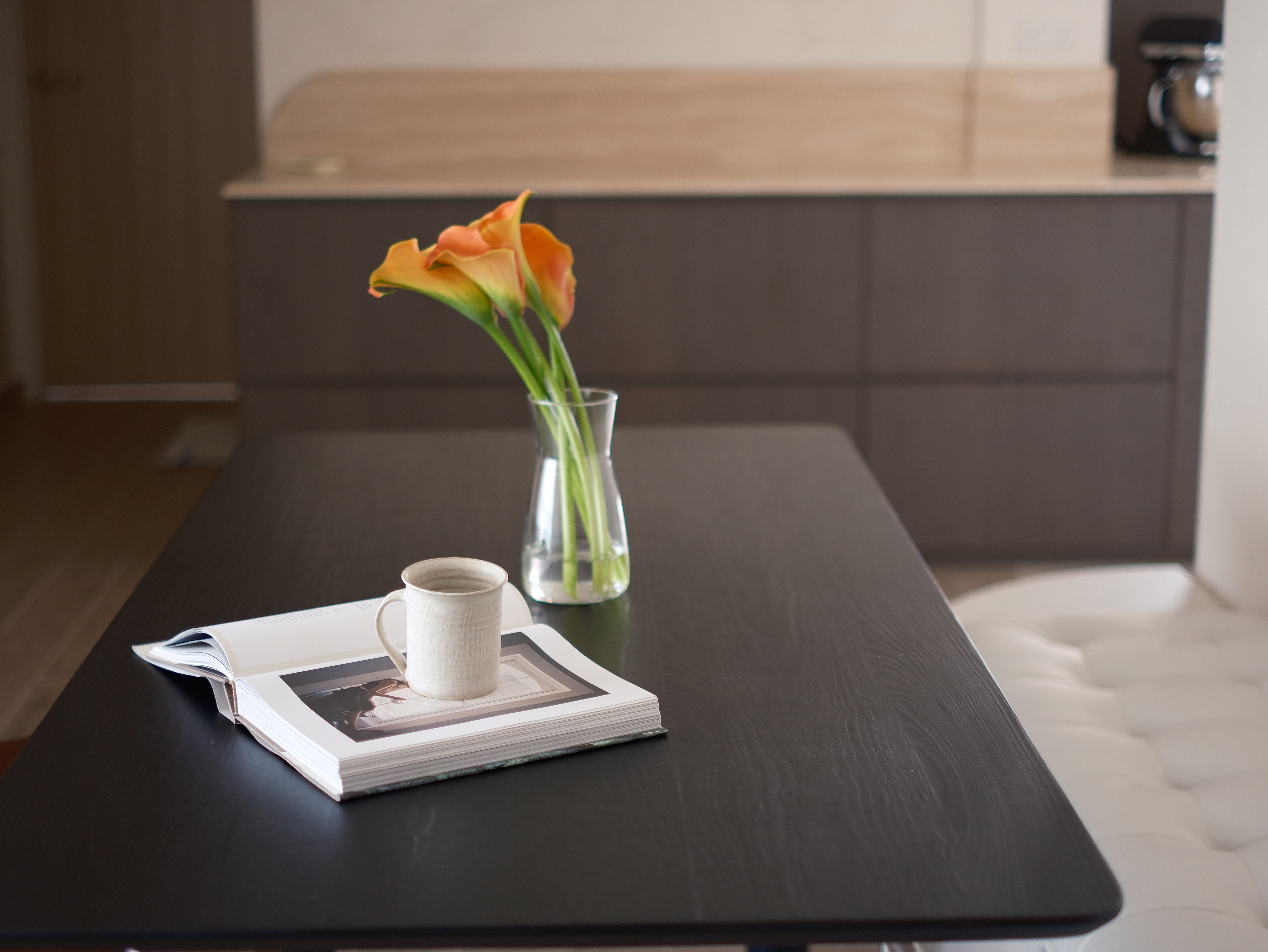 Inside our $45k Limewashed Reno Home: Minimalist Mid-Century Modern  - vibrant orange and yellow tulip, modern interior, cozy
