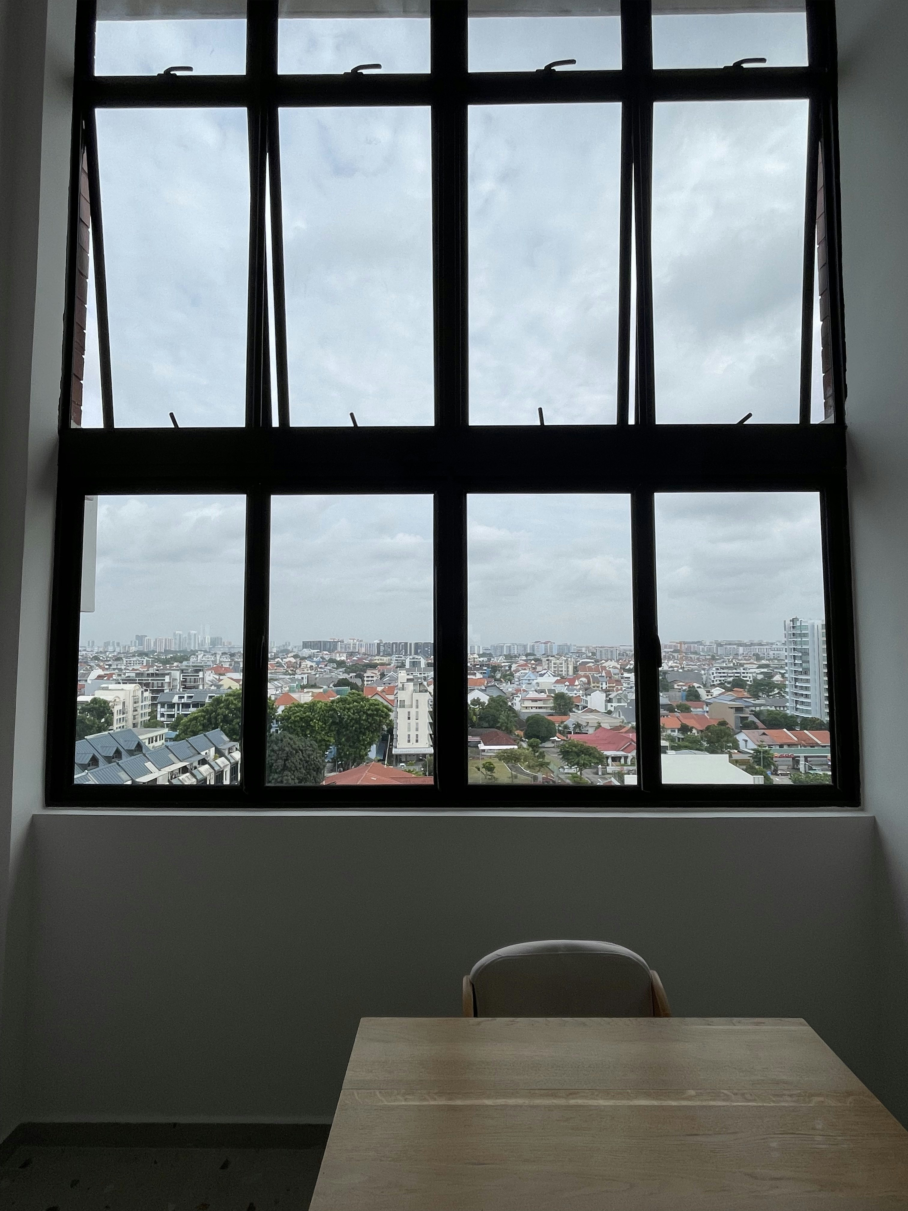 Our Minimalist Scandinavian  "1-Bedroom" HDB Maisonette | 170k Reno - Large window, cityscape, urban view, tall buildings