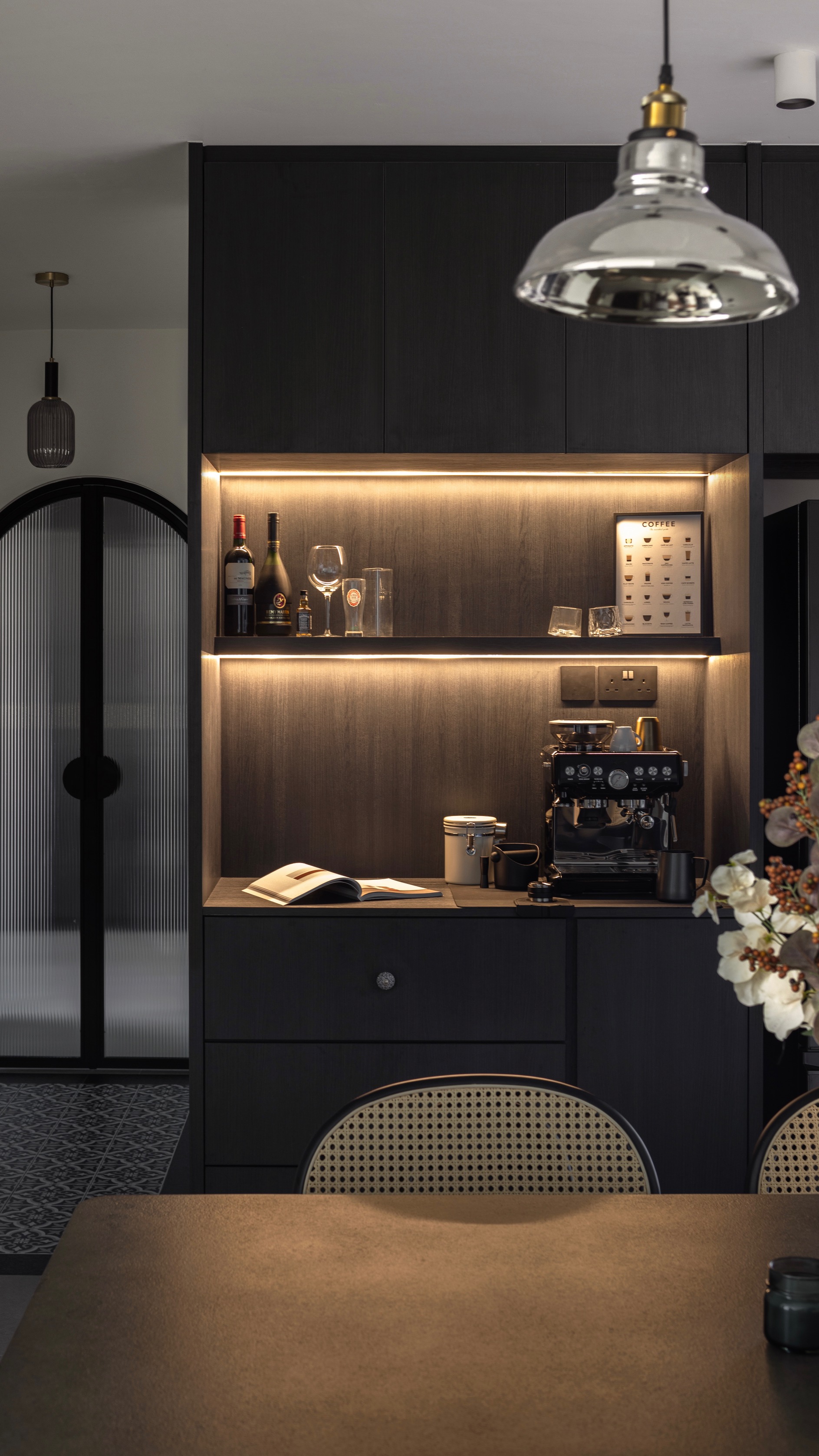 Sketches brought to life! (Renders vs Reality) - modern kitchen, contemporary design, sleek cabinetry, dark wood finish