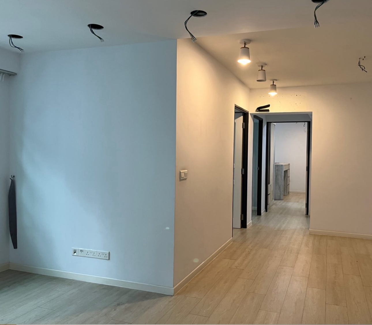 🏠 The Journey to Finding The Little Starry Loft - Light fixture, ceiling lights, minimalist design, light blue walls, white