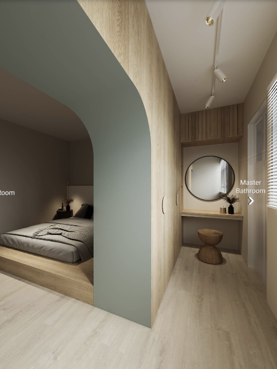 Tips & Tricks for Renovation Rendering - Master Bedroom, Wood Flooring, Minimalist Design, Built-in Wardrobe, Nightstands