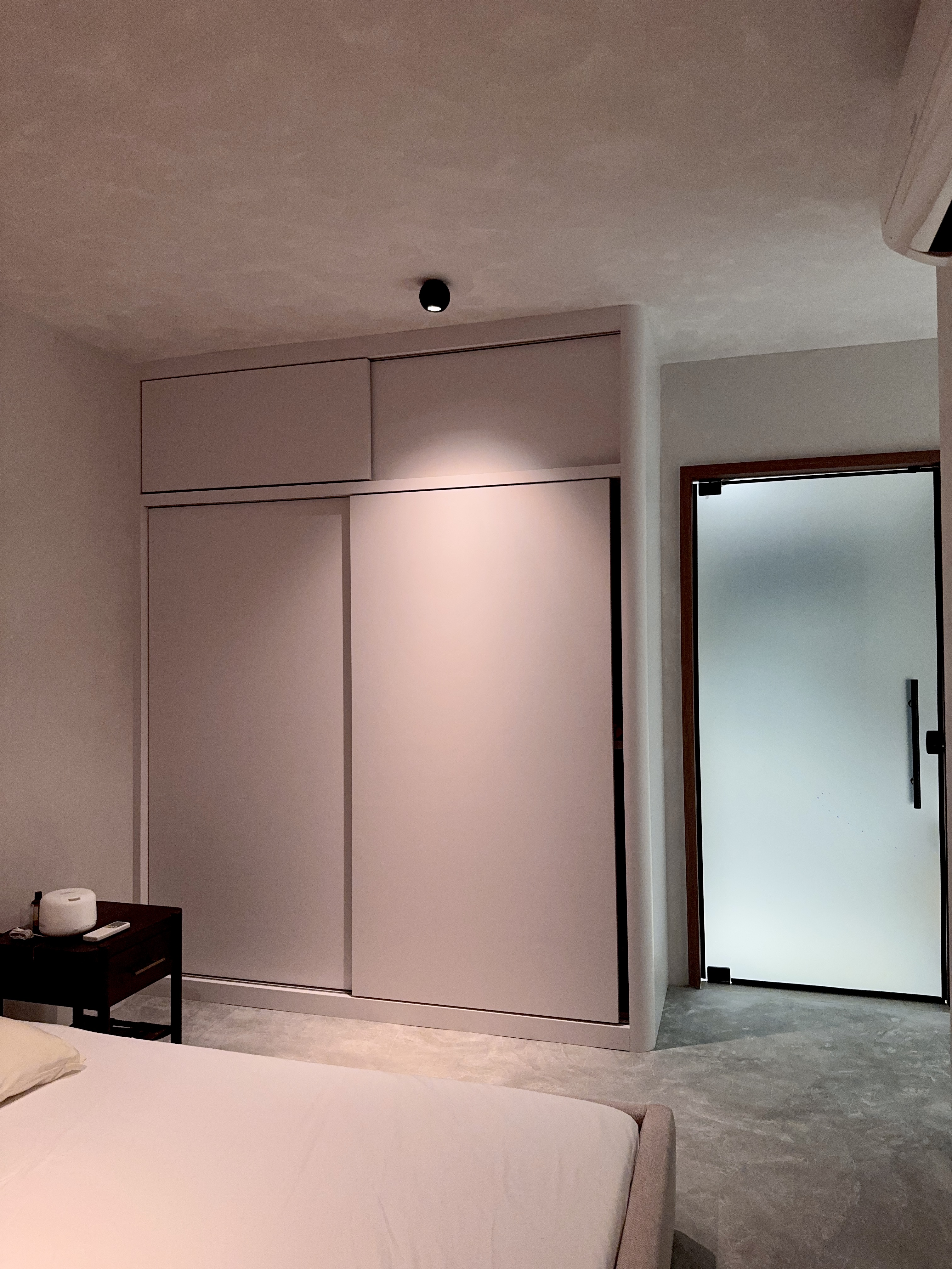 Check out this spacious dream home, a mix of Sabi Sabi & Industrial - Modern minimalist bedroom, neutral color palette, sleek