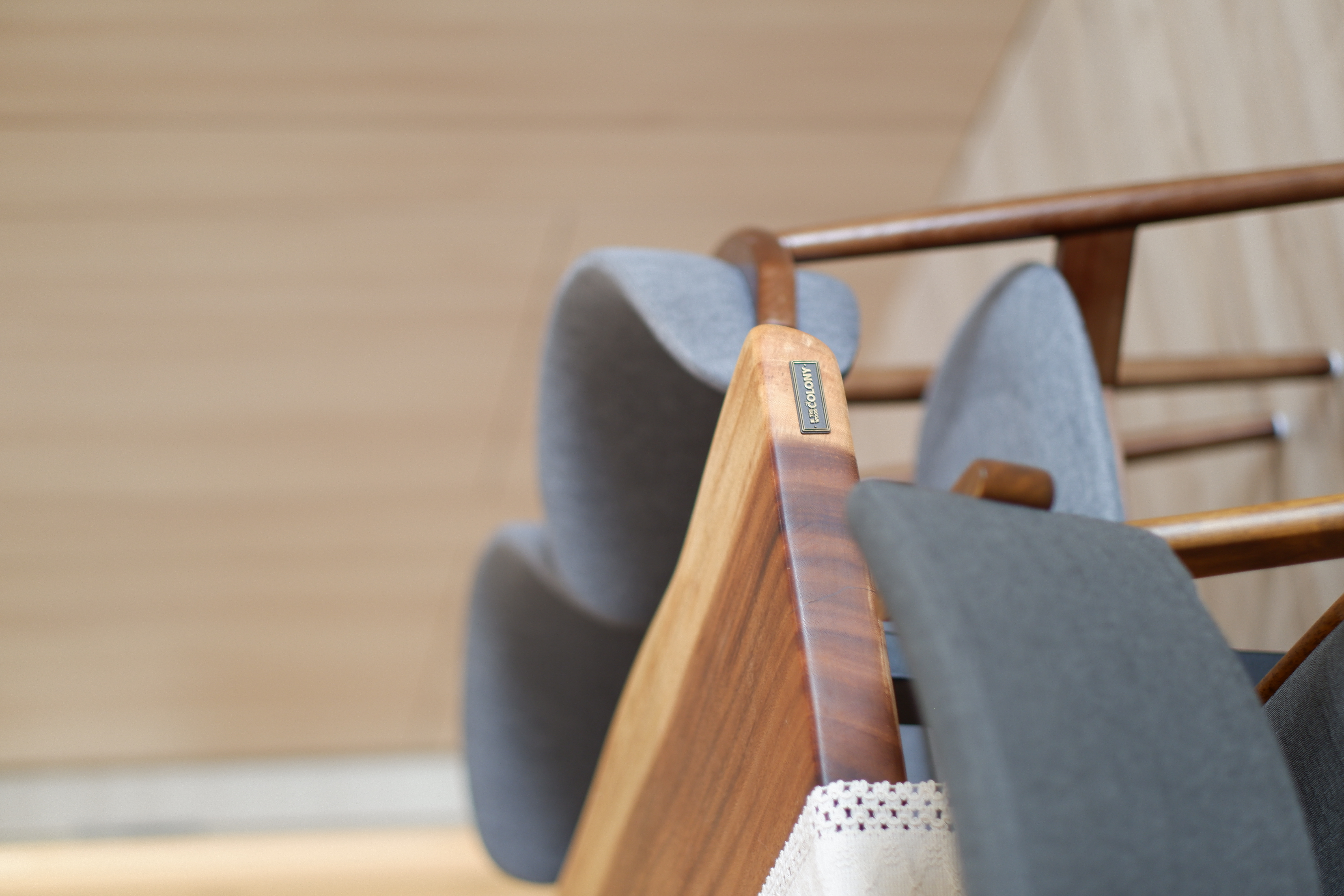 Dining Area - a cosy place where we host family and friends - Wooden armrest, cushioned chair, modern design, wooden frame