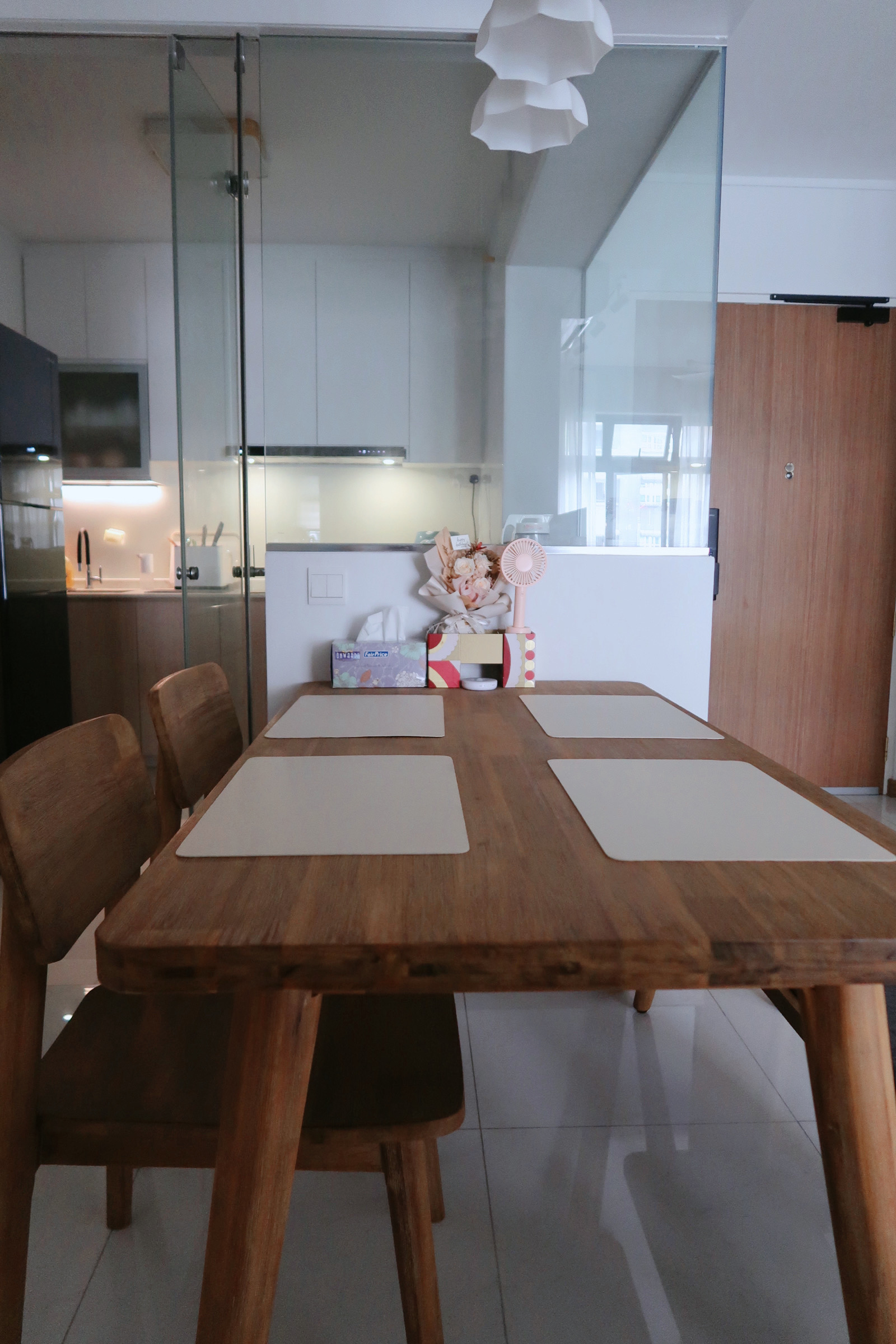 Our Dining Area: Aesthetic dining vibes - Wooden dining table, minimalist kitchen, modern dining room, wooden chairs, dining