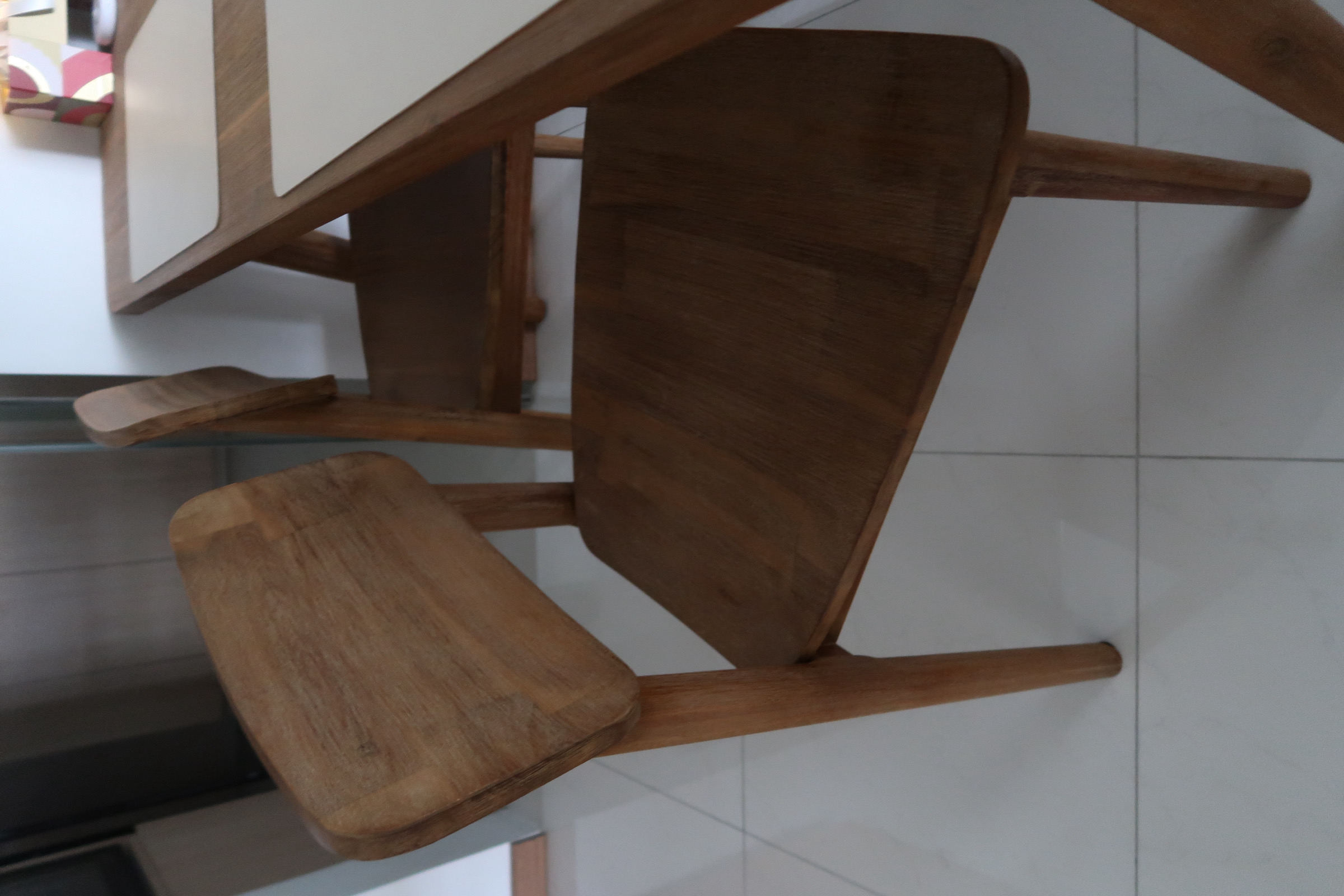 Our Dining Area: Aesthetic dining vibes - Wooden chair, minimalist design, wooden legs, wooden frame, wooden seat, wooden