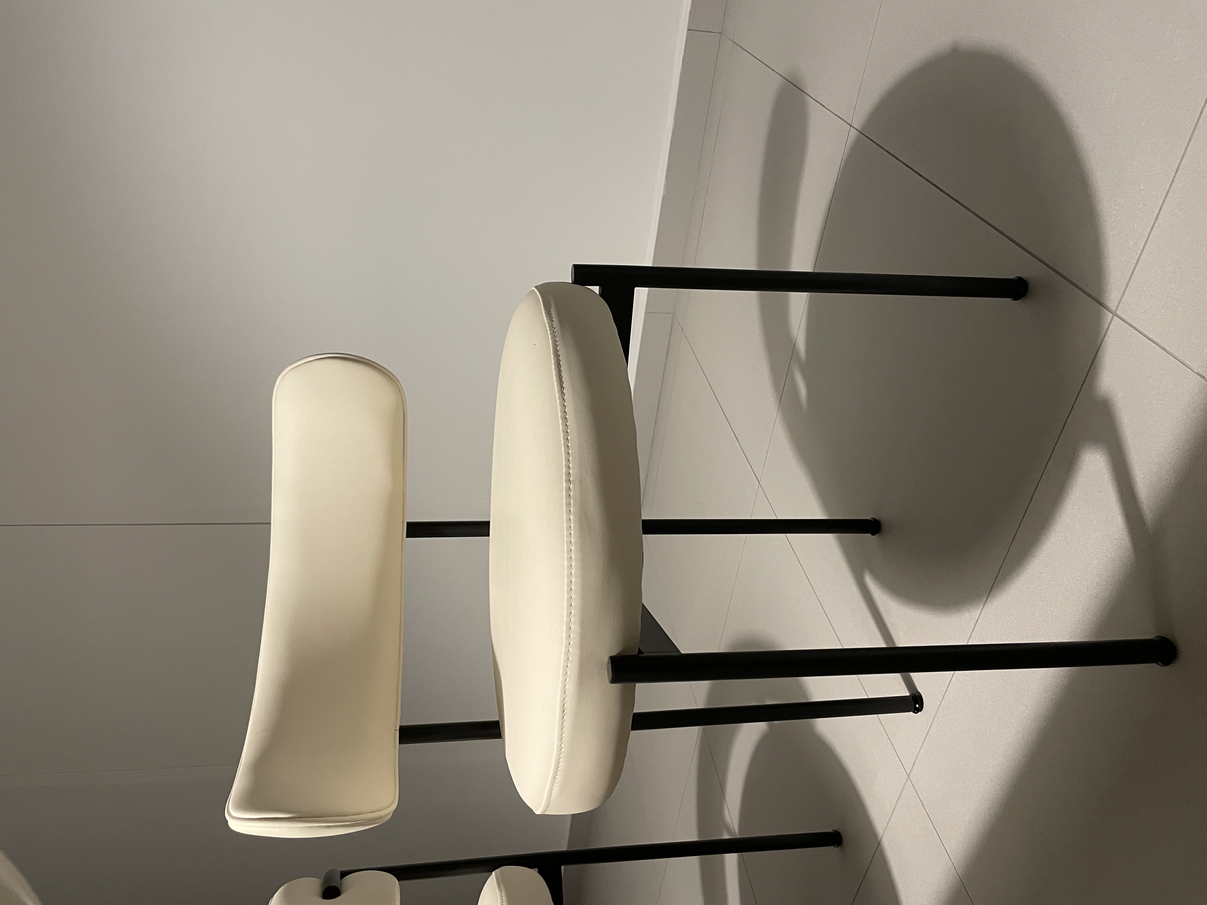 Dining Space: The Art Of Simple Dining  - Modern minimalist design, sleek black metal frame, beige upholstered chairs