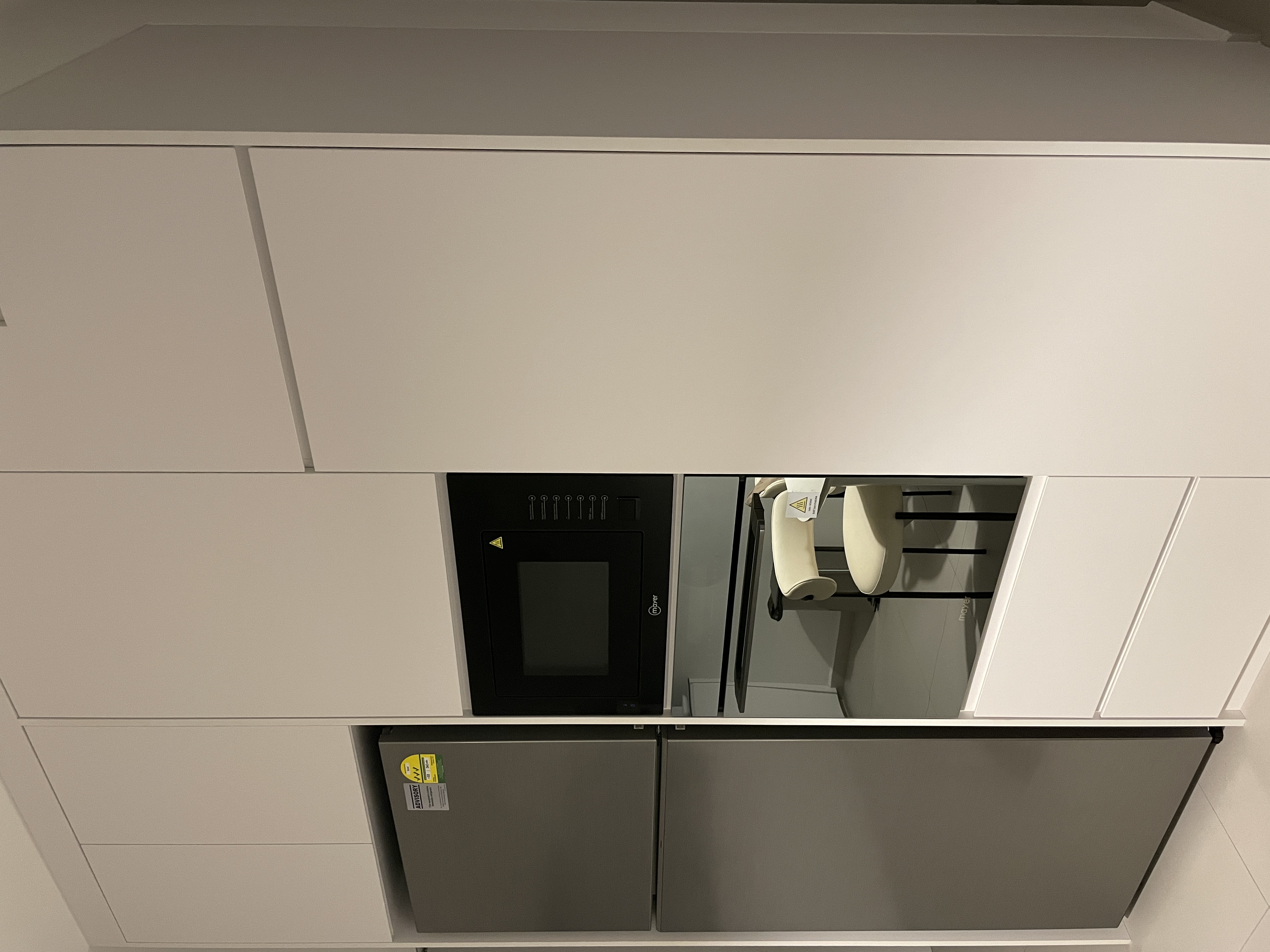 Dining Space: The Art Of Simple Dining  - microwave, kitchen cabinets, modern design, integrated oven, white cabinets