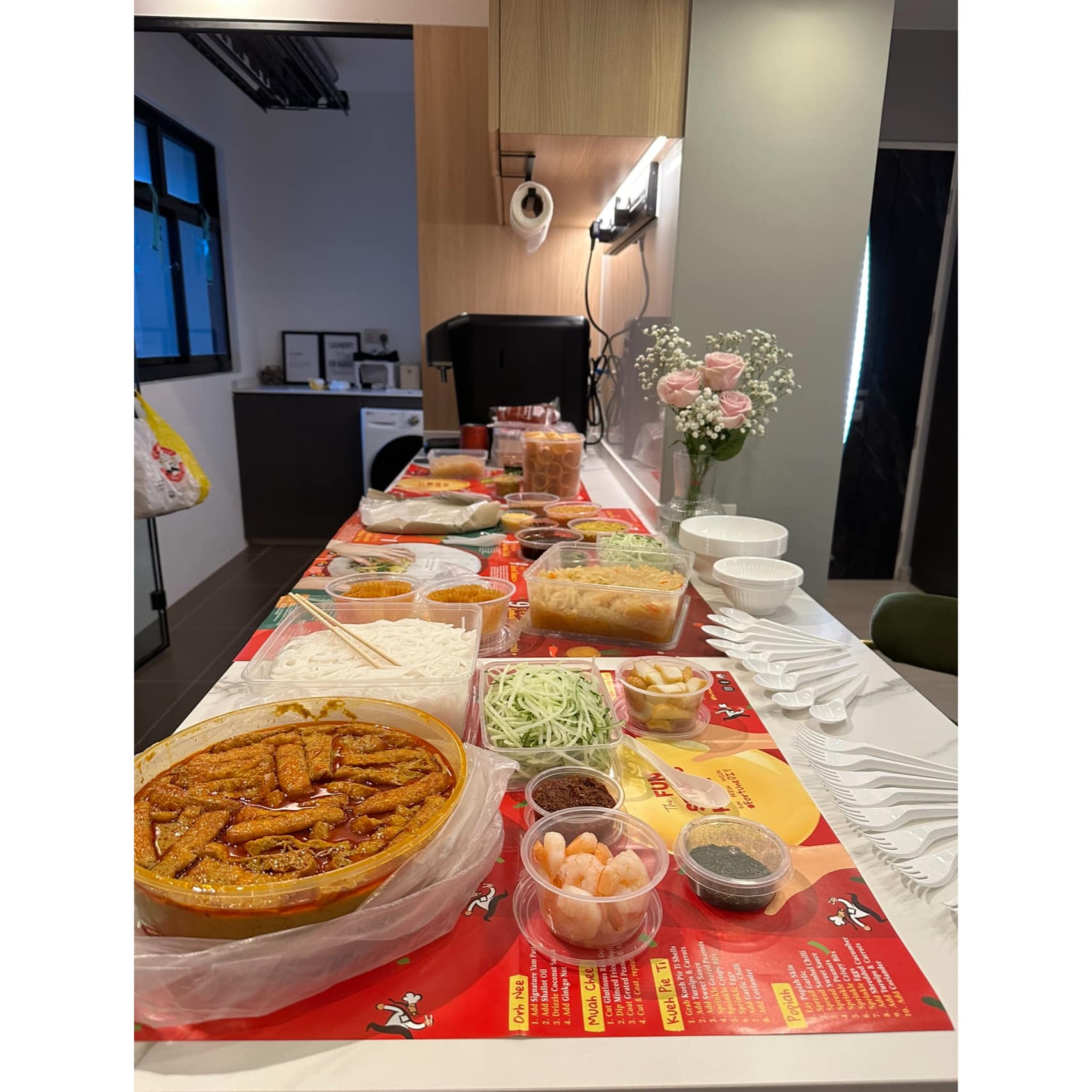 Dining In Style, Where Elegance Meets Comfort  - Curry noodle dish, vibrant colors, appetizing presentation, diverse