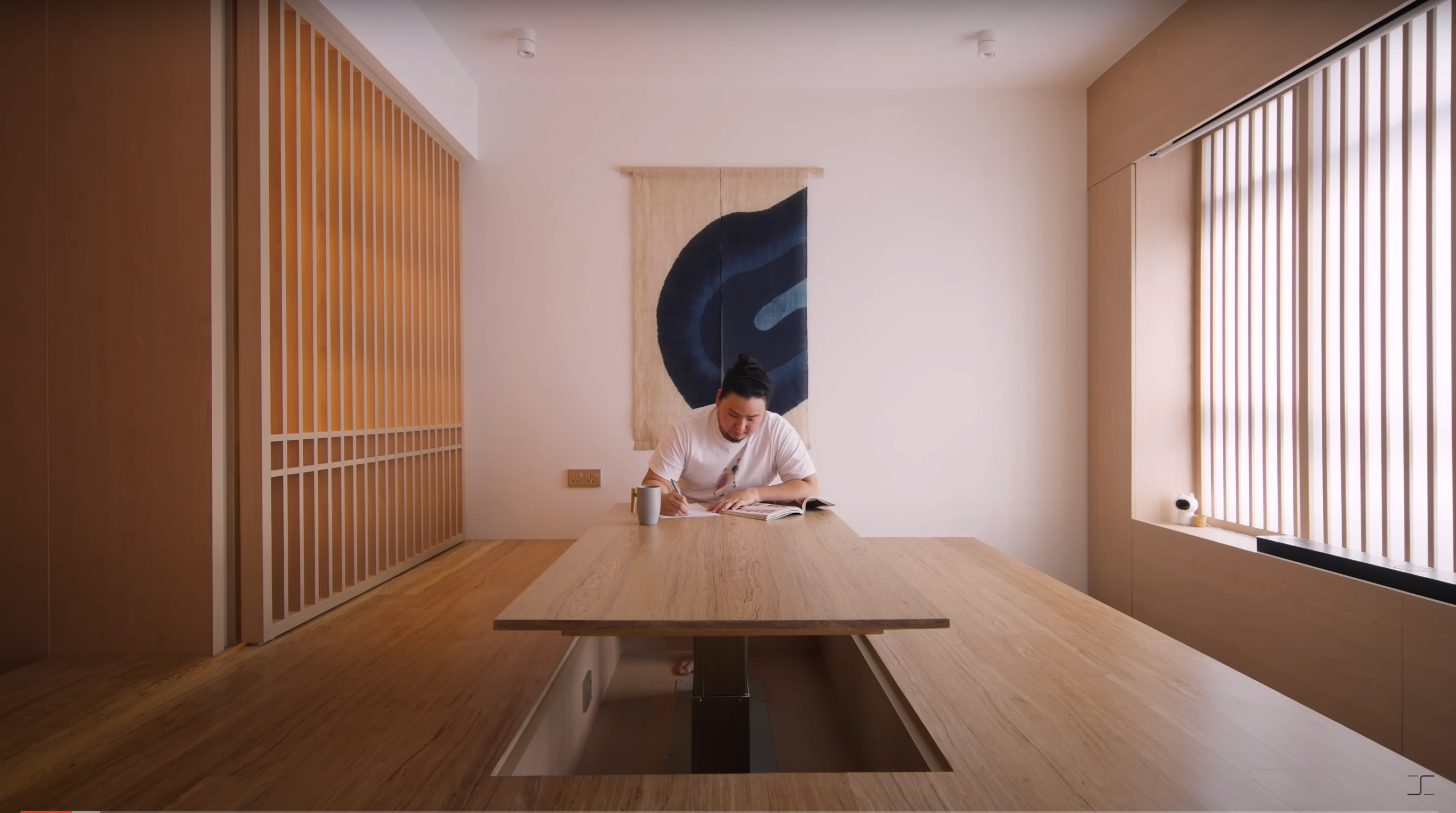 Choosing an ID is as important as choosing your home - Modern minimalist interior, wooden floor and walls, vertical blinds