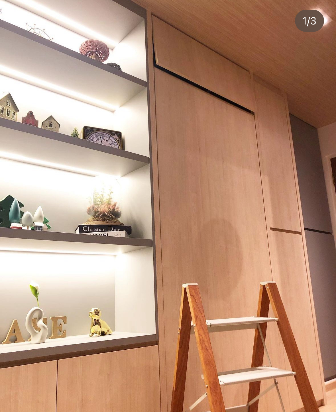 Secret Storage Spaces: The Collections Behind the Doors - Wooden shelf, minimalist design, modern decor, elegant items, small