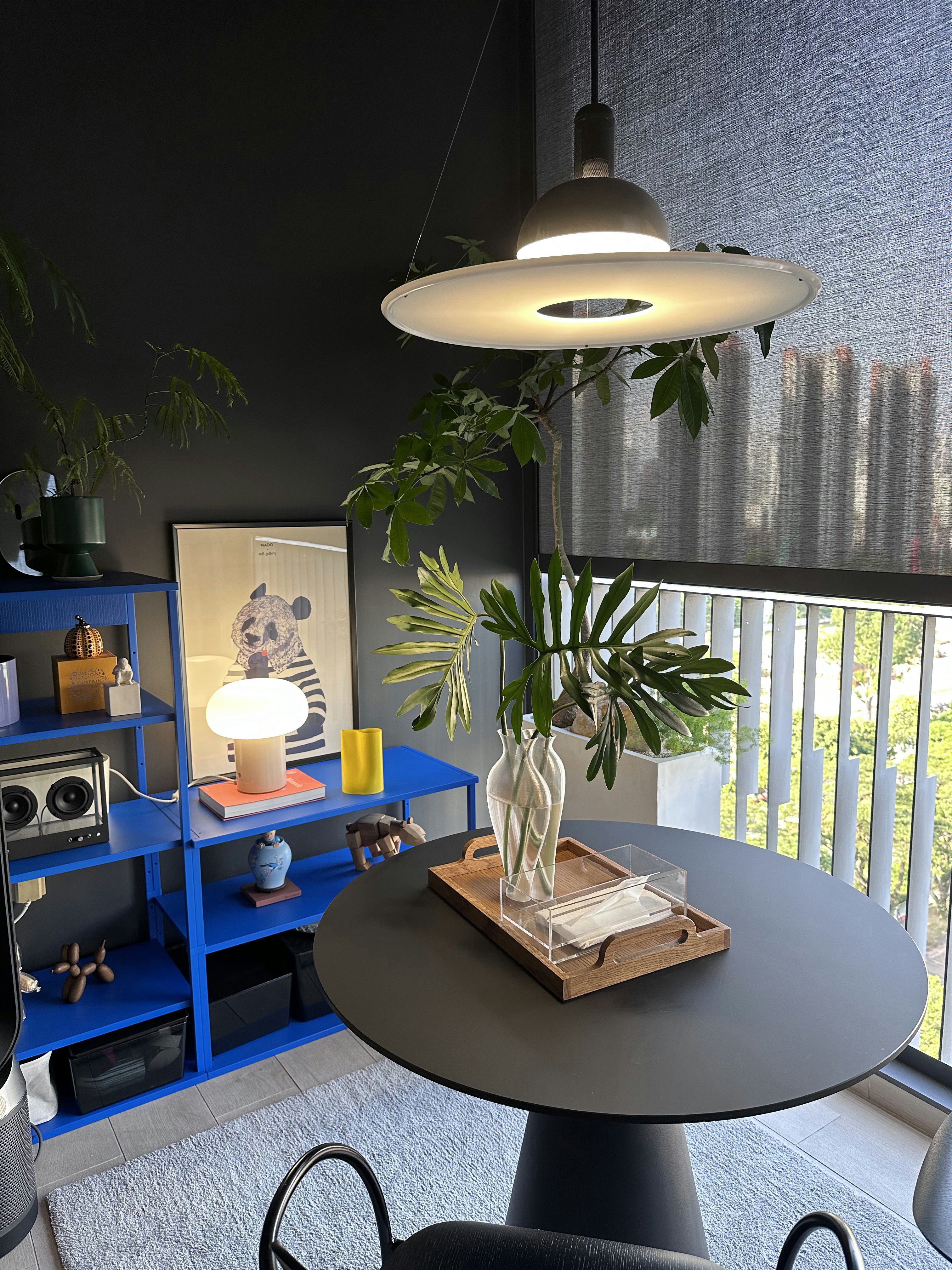 Our Dining Space: Alfresco Dining with Unblocked City View - Modern living room, cozy corner, indoor plant, hanging light