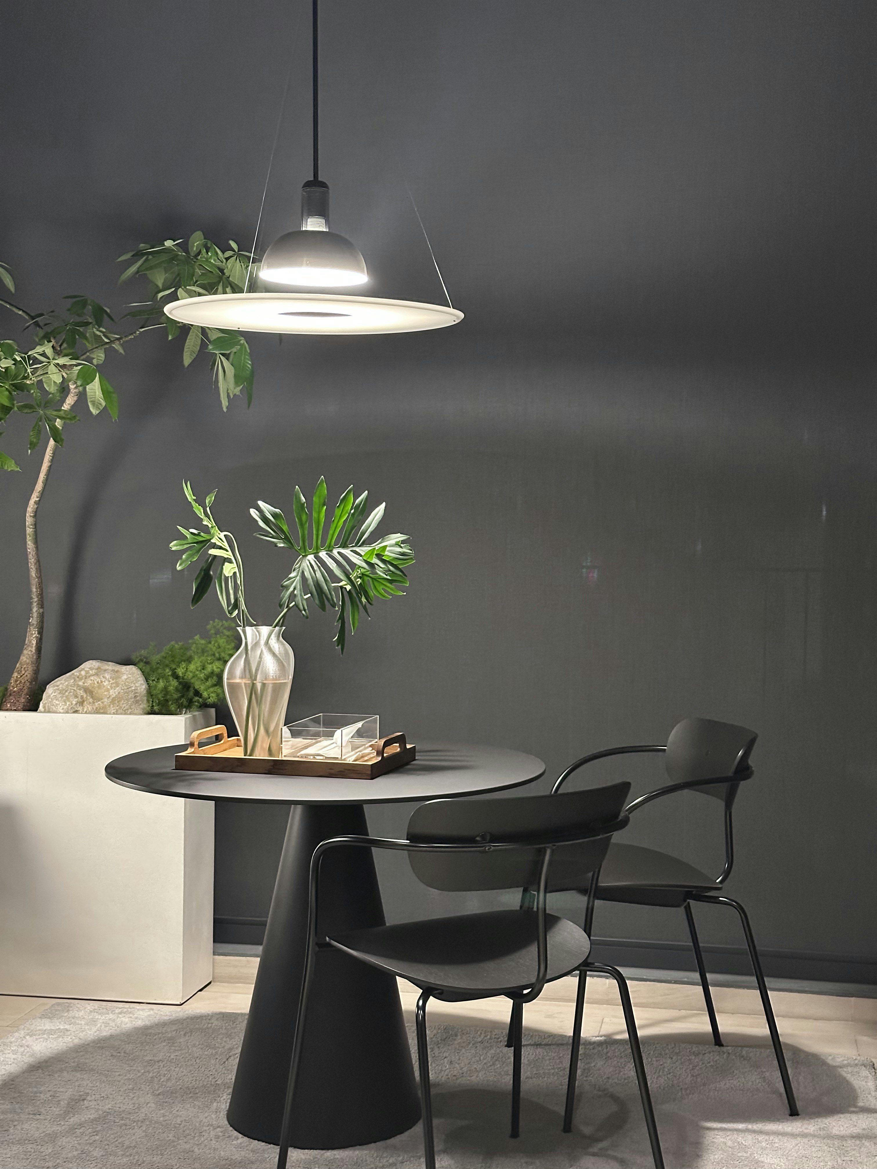 Our Dining Space: Alfresco Dining with Unblocked City View - Modern minimalist dining room, sleek black chairs, contemporary