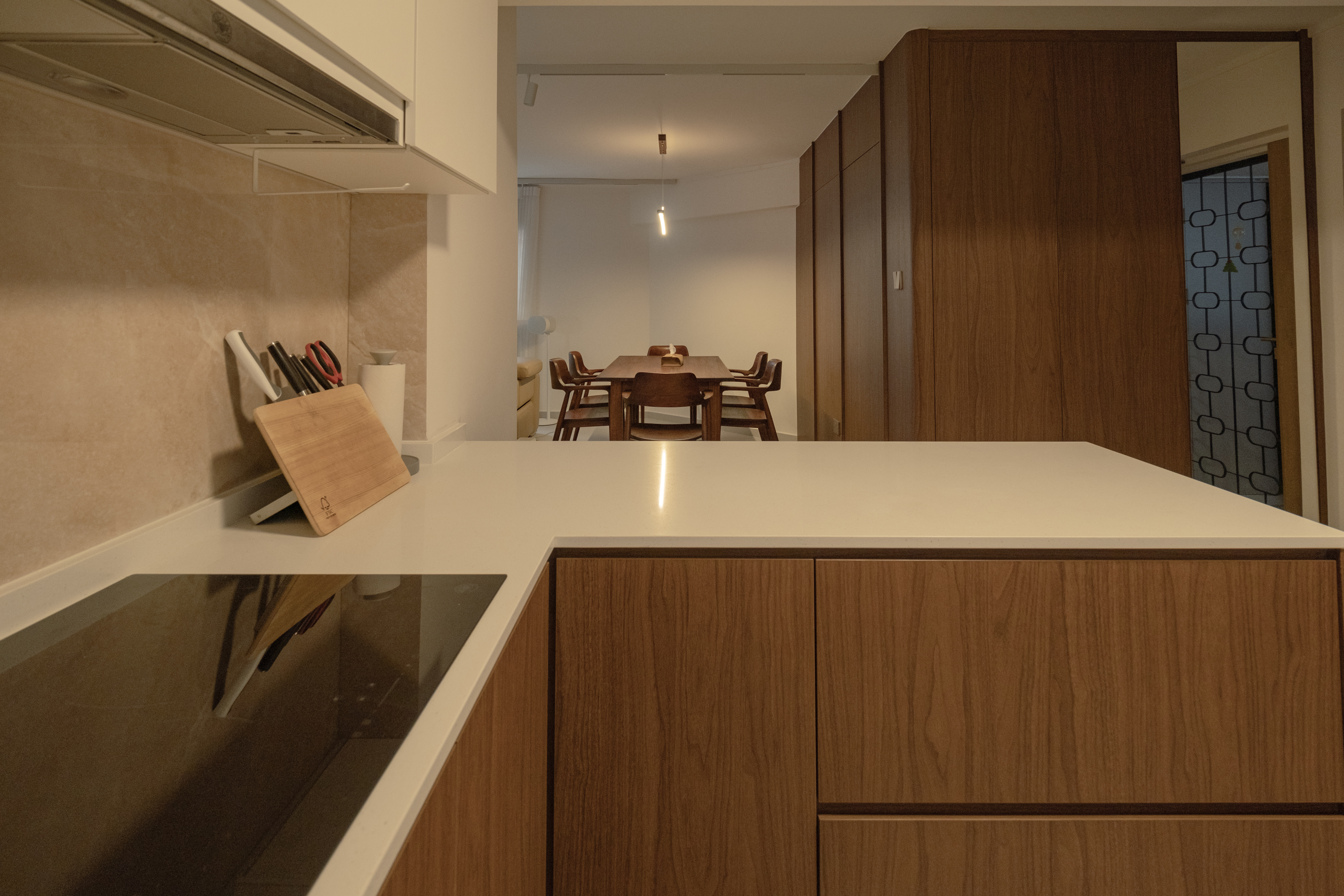 A Place to Gather: Our Dining Room Story - Wooden kitchen cabinets, modern kitchen design, beige tiled backsplash, stainless