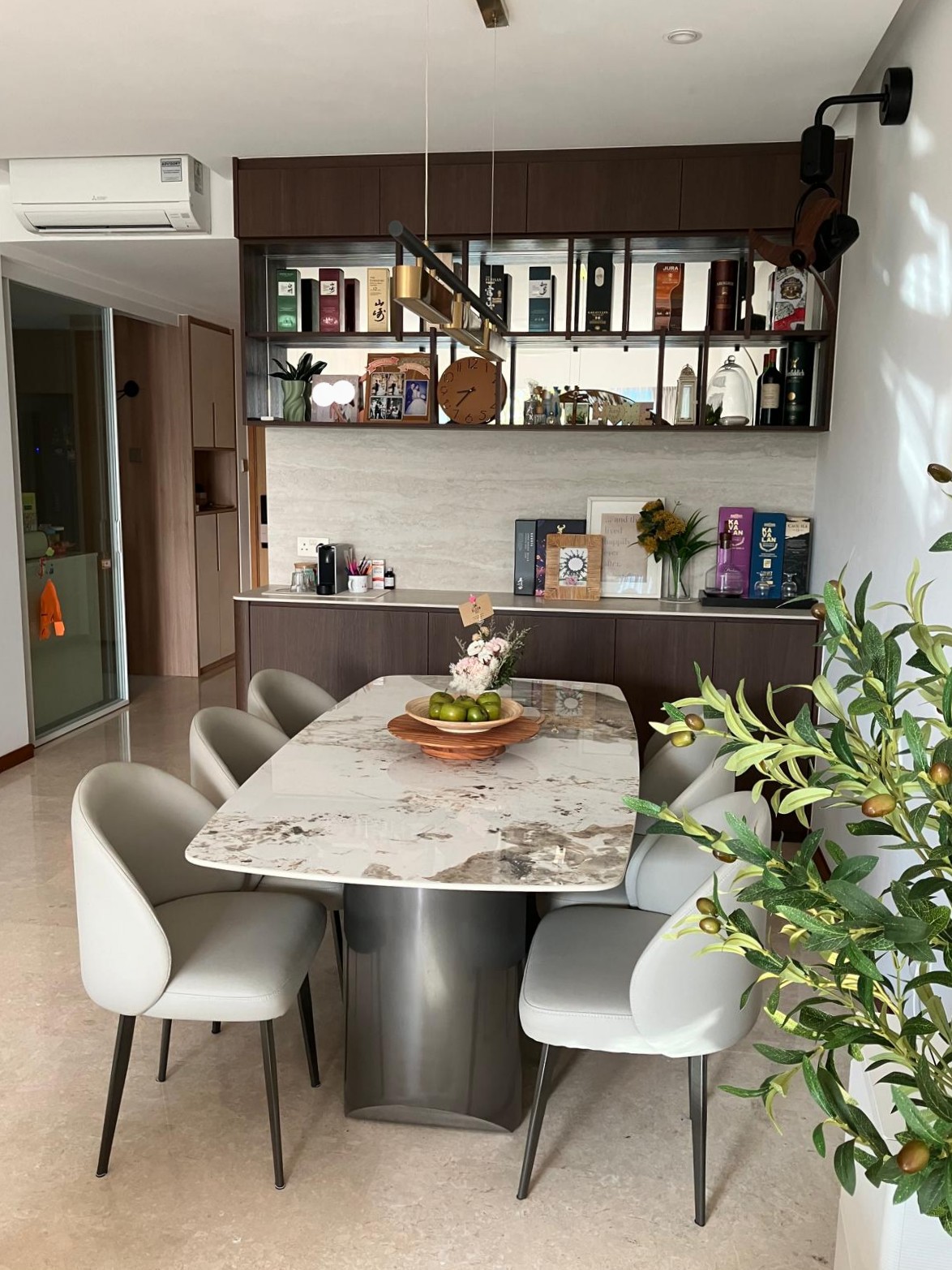 Let the party begin! - At our dining room - Modern dining room, minimalist design, sleek furniture, marble dining table