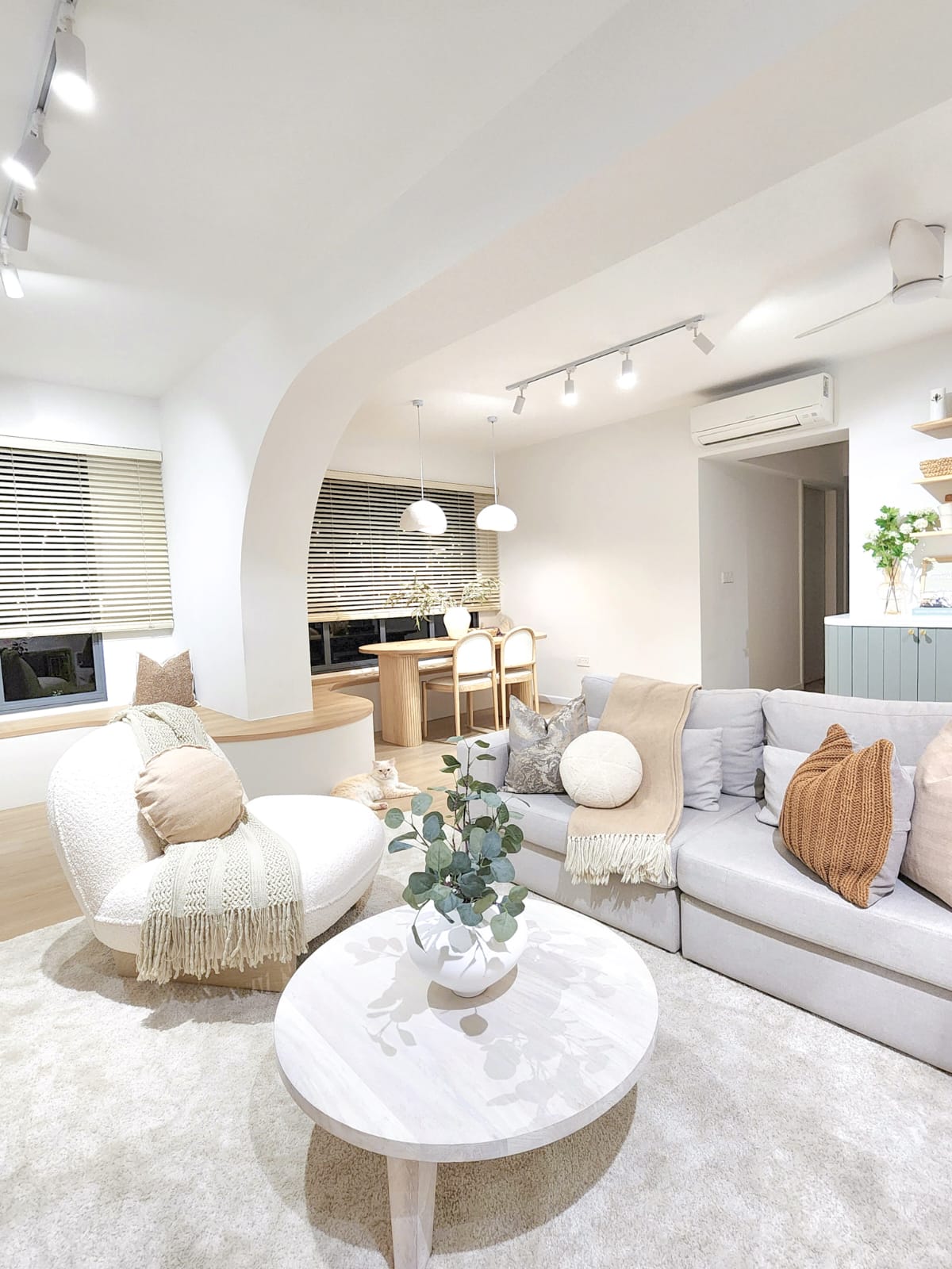 The Perfect Blend: Our Home Style Unveiled - Modern living room with minimalist design, neutral color palette, cozy seating