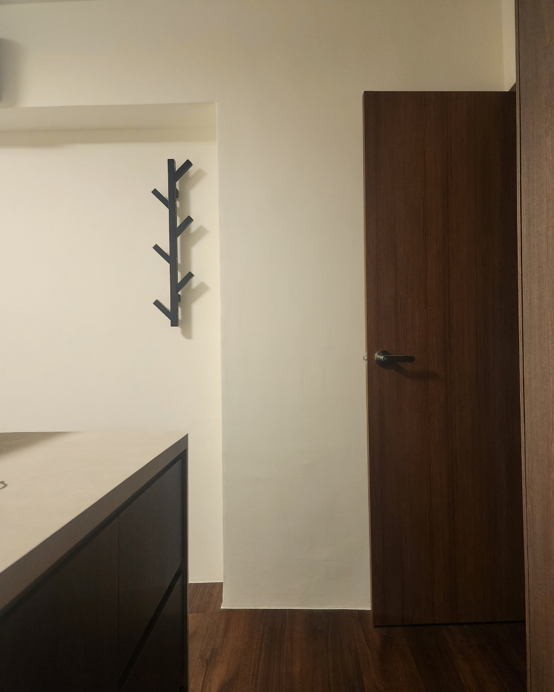 Dream & Prep: Our Functional Dual-Zone Bedroom Design - modern kitchen, minimalist design, wooden cabinets, dark countertops