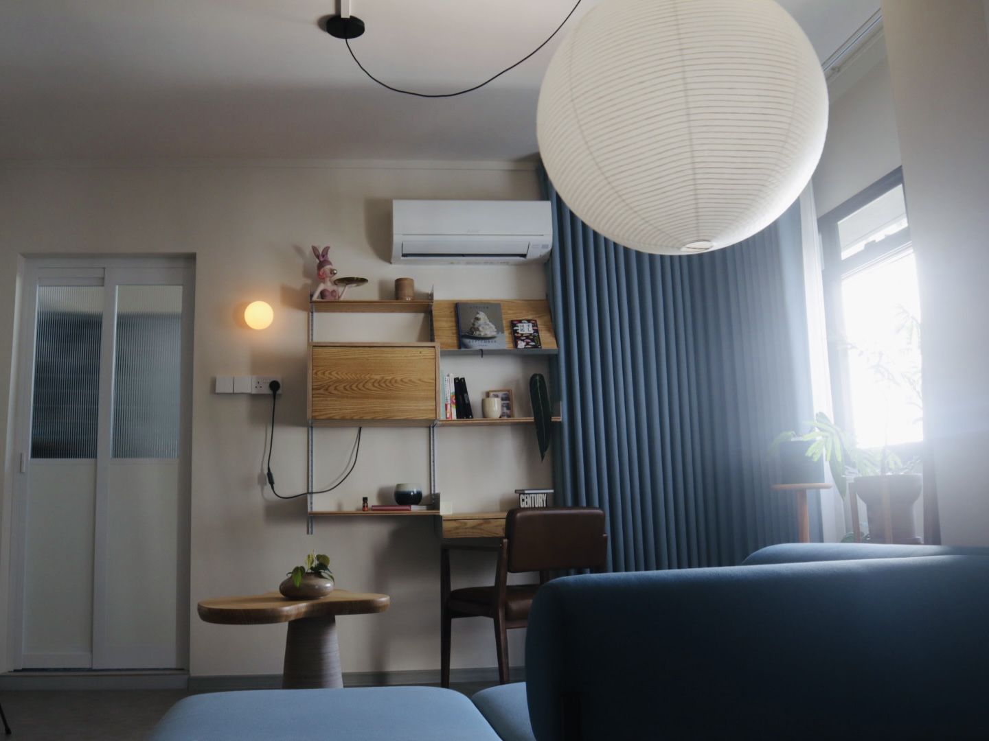 our "larger than life", master bedroom for two - Modern minimalist living room, cozy seating area, soft natural light