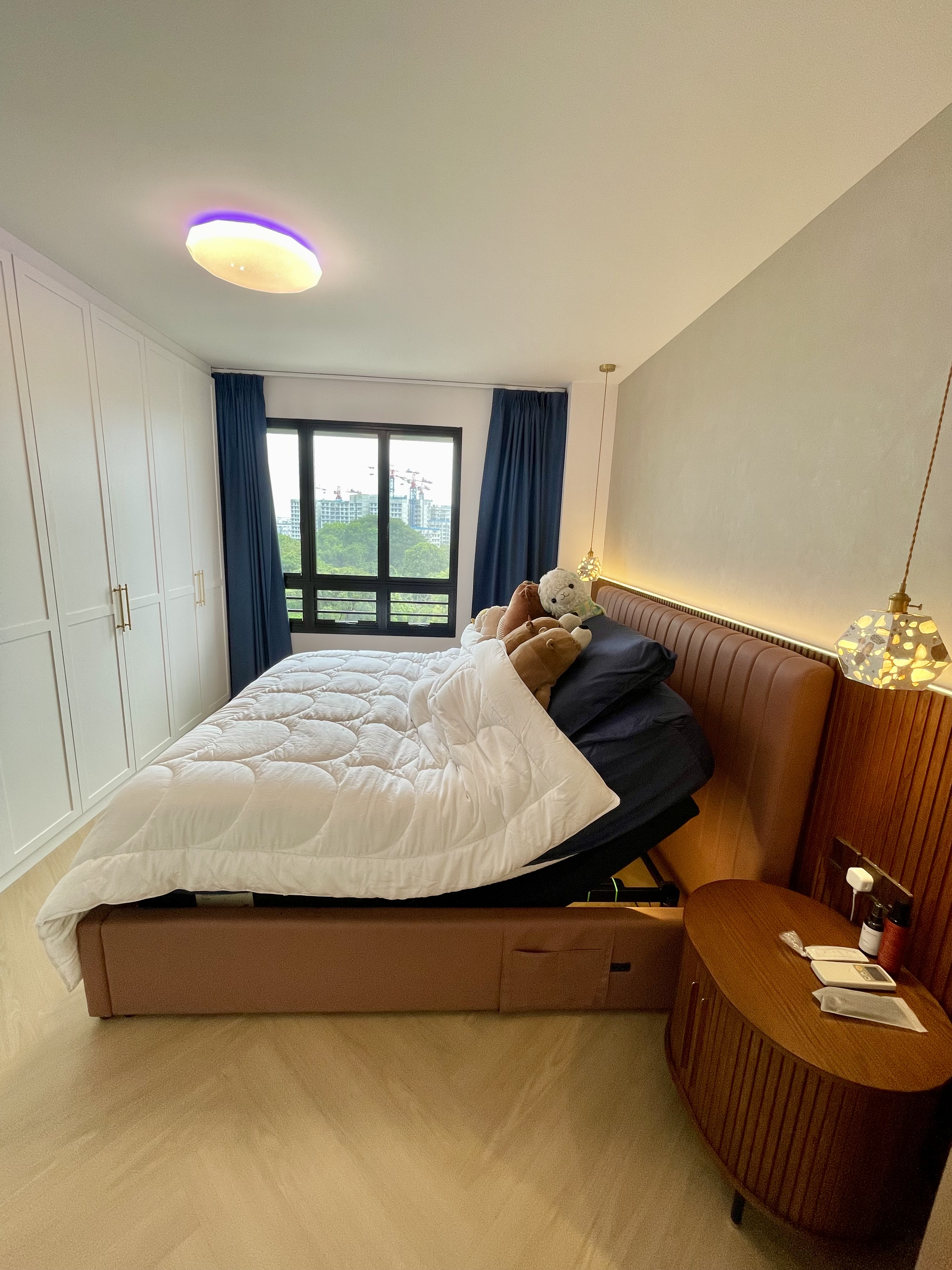 A Cosy Sanctuary: Our Slumber Haven With A Concealed Bathroom & Vanity - Modern bedroom with large window, white and brown