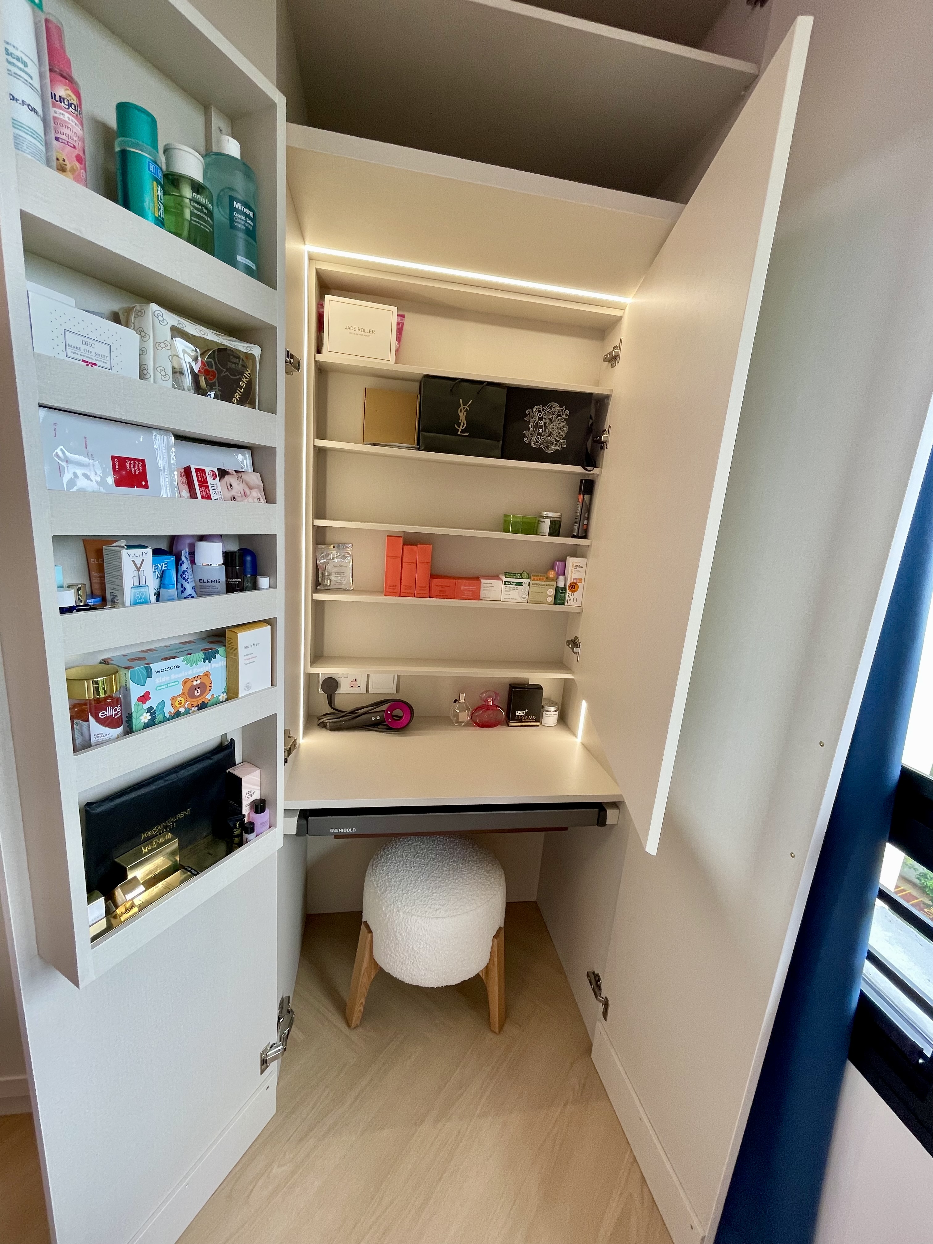 A Cosy Sanctuary: Our Slumber Haven With A Concealed Bathroom & Vanity - Organized vanity cabinet, neatly arranged