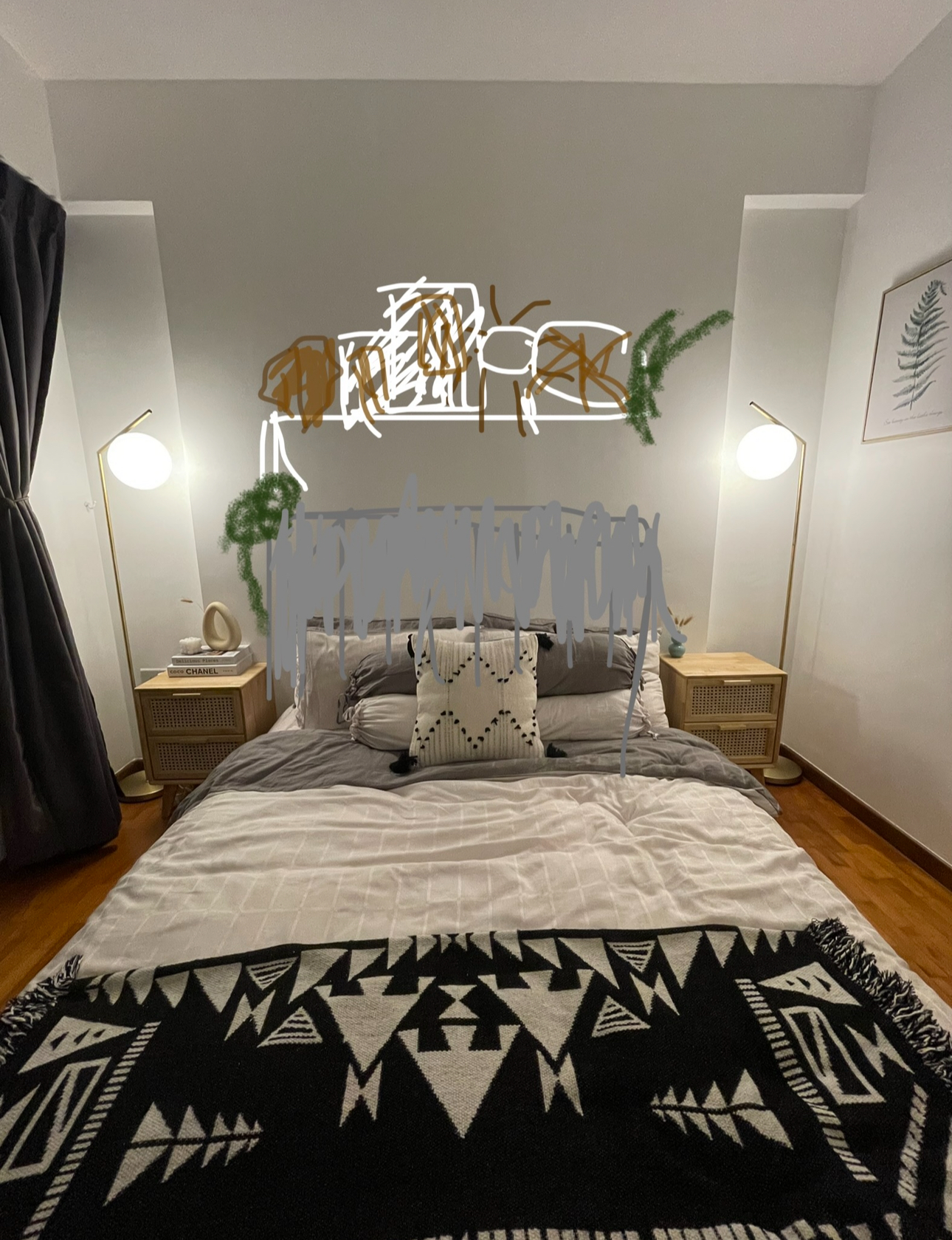 Our Bedroom: How We Changed It At Different Phases In Our Lives - modern bedroom, cozy room, bed with pillows, geometric