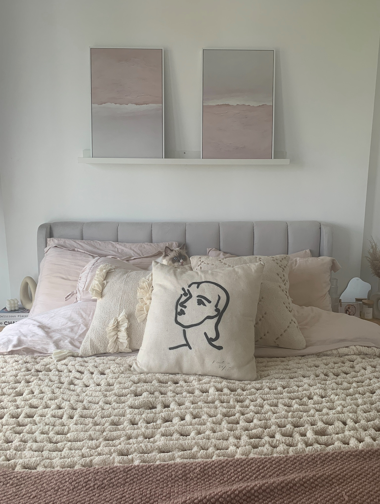 Our Bedroom: How We Changed It At Different Phases In Our Lives - Soft pastel bedding, minimalist decor, cozy pillows