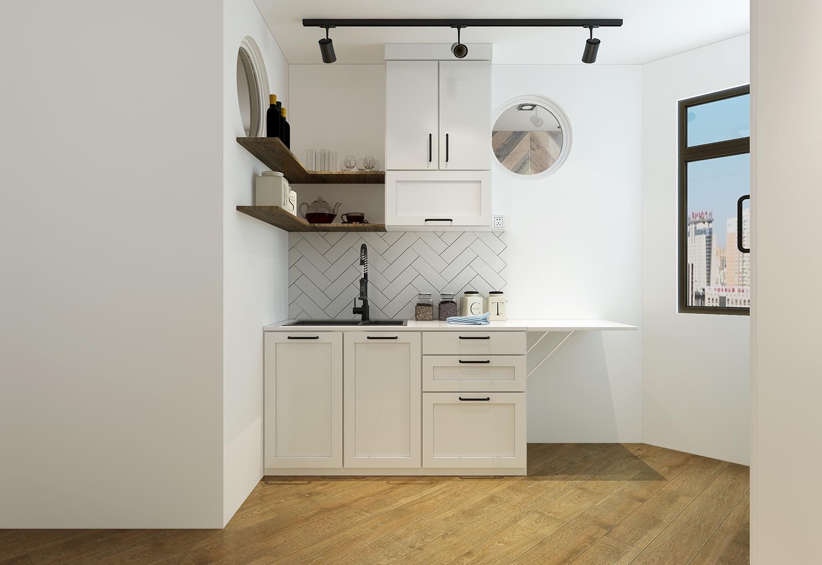 Renders vs Reality: Classic Farmhouse 4rm HDB Kitchen Edition - White kitchen cabinetry, modern design, minimalist style