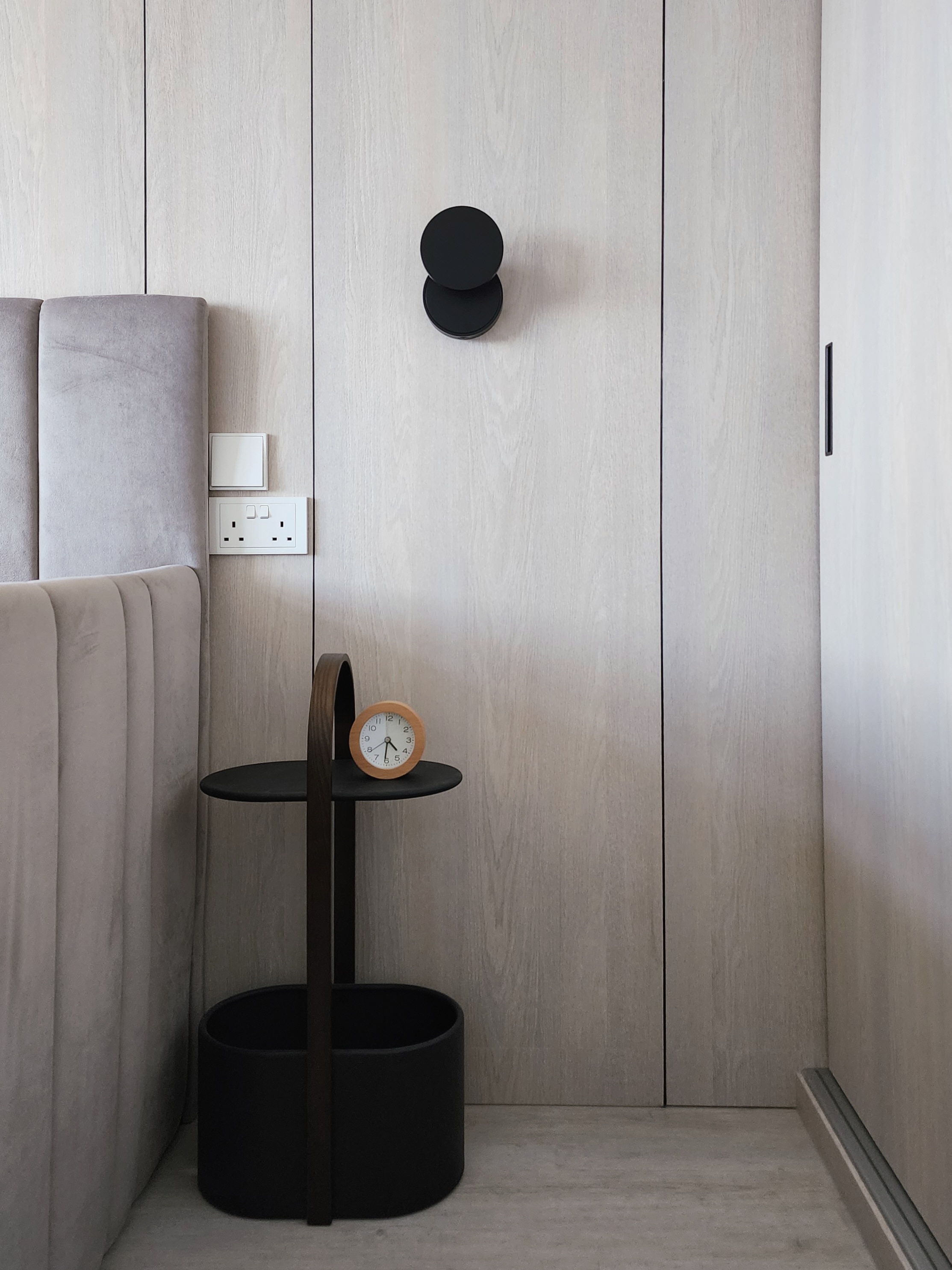 Our Bedroom: We Customised An XL Bed For The Family!  - Wooden wall, minimalist design, light gray sofa, black wall-mounted