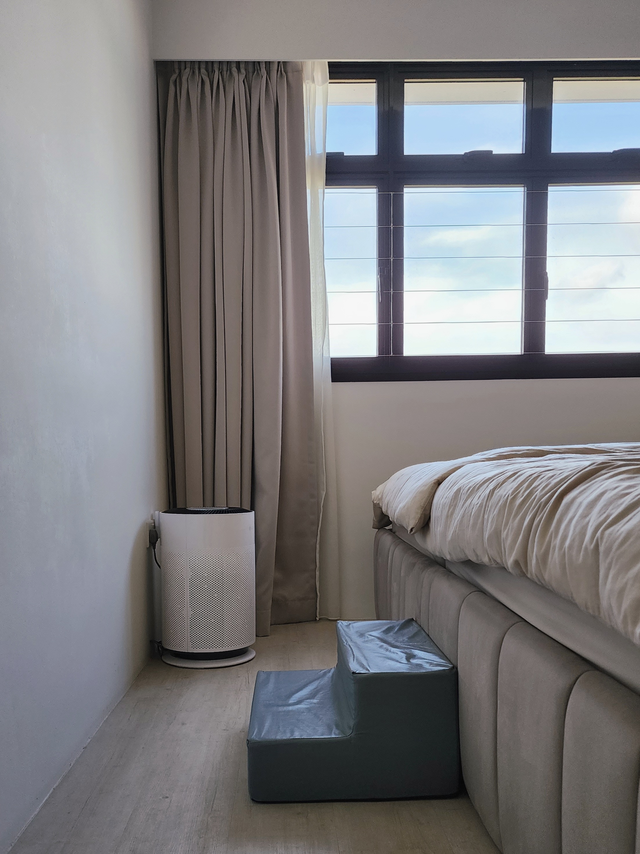 Our Bedroom: We Customised An XL Bed For The Family!  - Modern minimalist bedroom, neutral color palette, large window with
