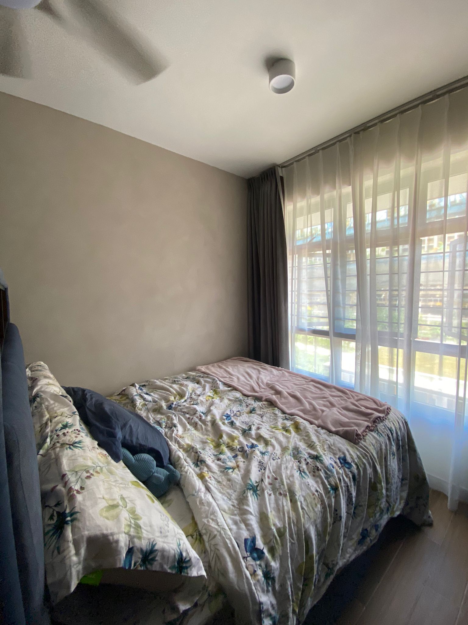 Integrating sleep and play for a space constrained 4-room BTO - Floral-patterned bedspread, floral bedspread, floral