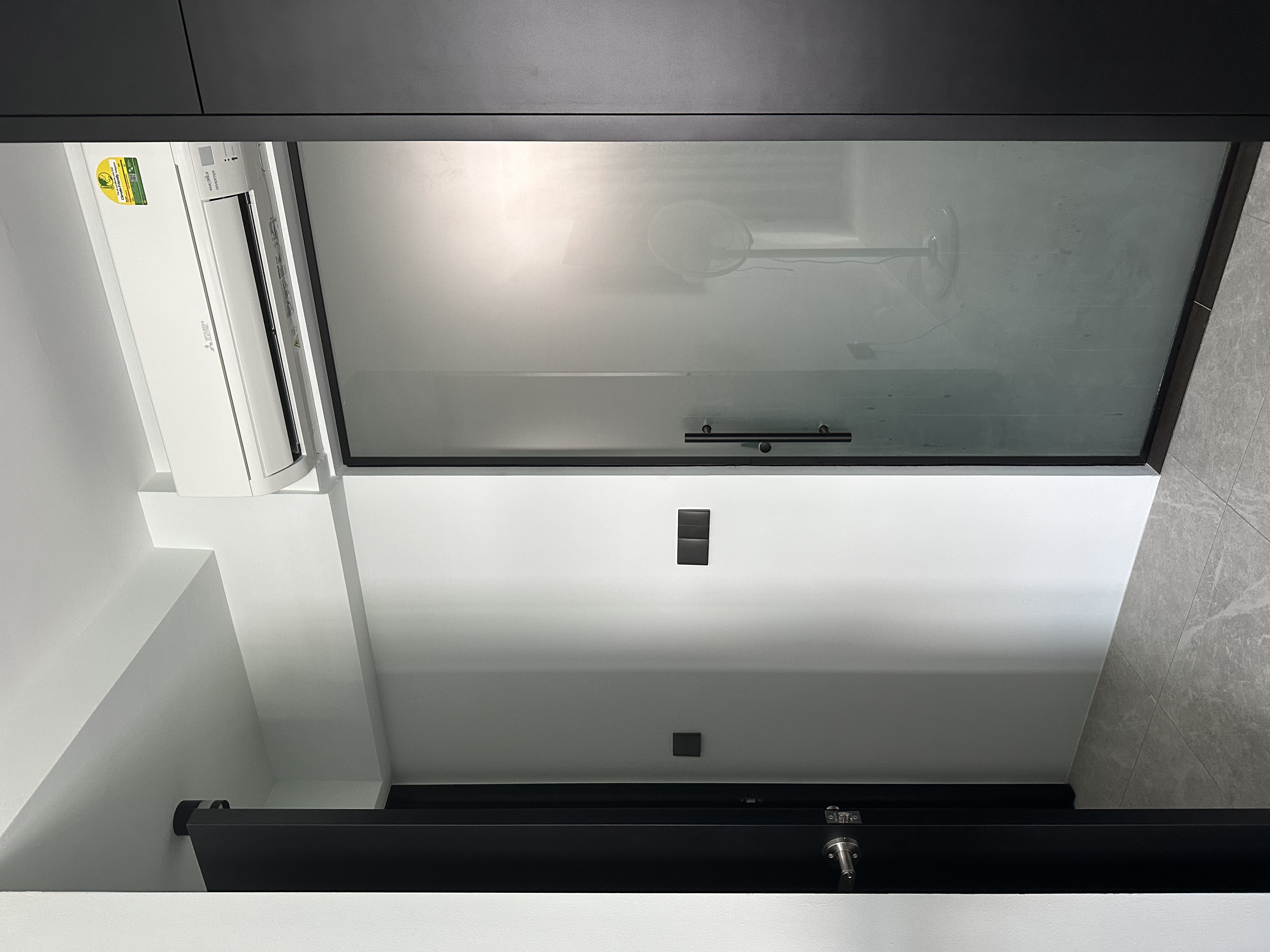 Dark and Muted Bedroom for Your Comfort! - Modern minimalist bathroom, sleek design, contemporary decor, clean lines, white