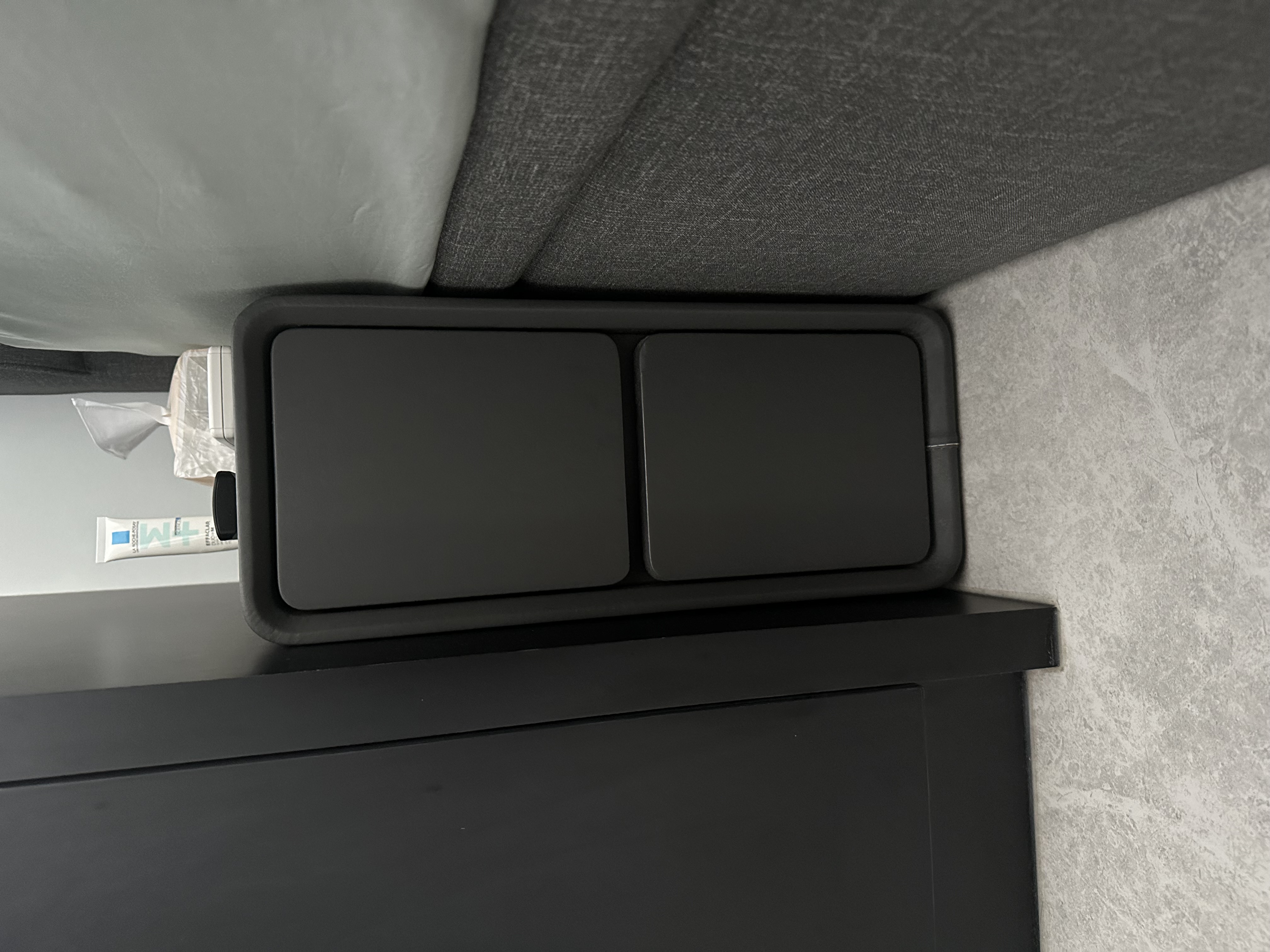 Dark and Muted Bedroom for Your Comfort! - Compact storage compartment, Dual storage unit, Minimalist design, Black storage