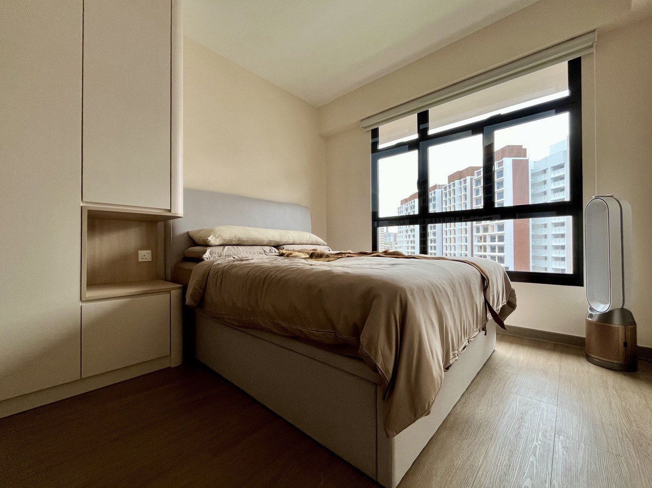 Master Bedroom: Going Basic with a Near Monochromatic Look - Modern minimalist bedroom, neutral color palette, large bed with