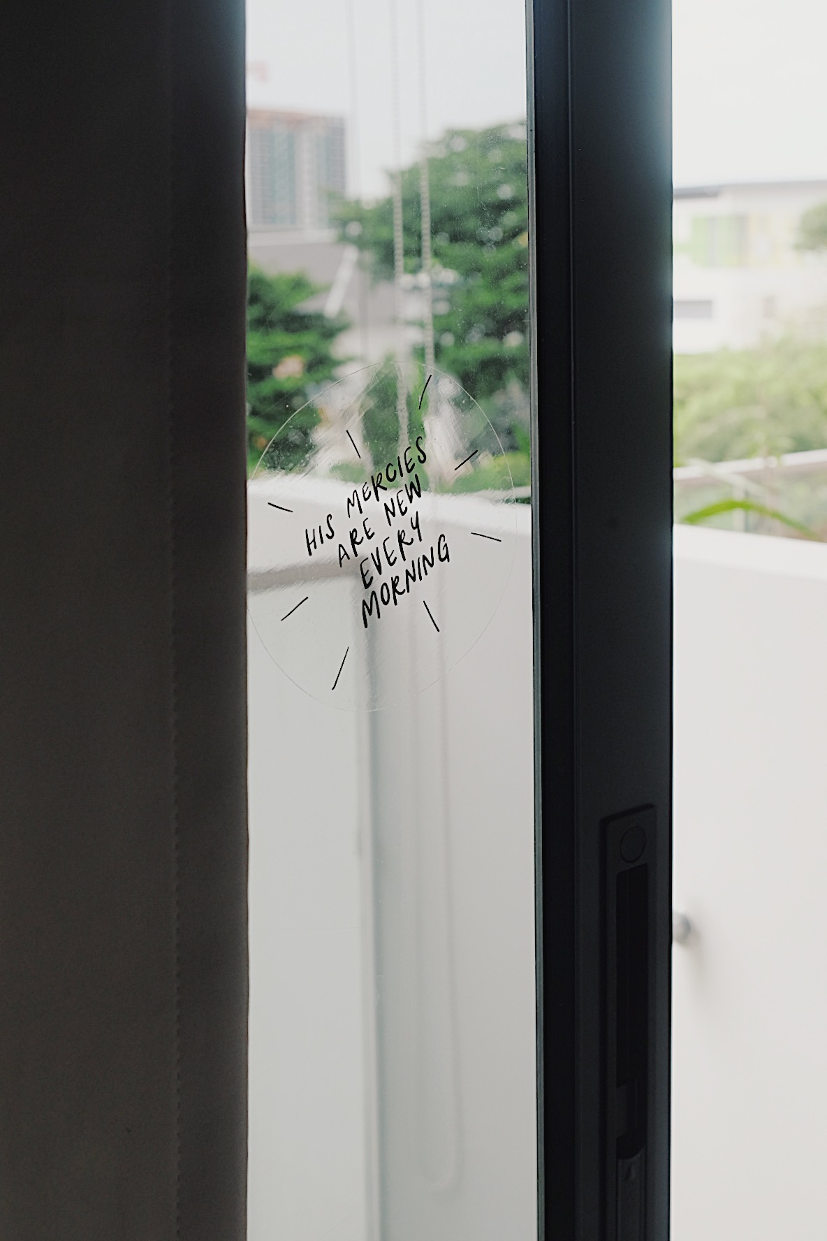 Our bedroom with a kitchenette: Transformation from 2 to 2+1 to 3-in-1 - new morning, reminders, handwritten note, glass