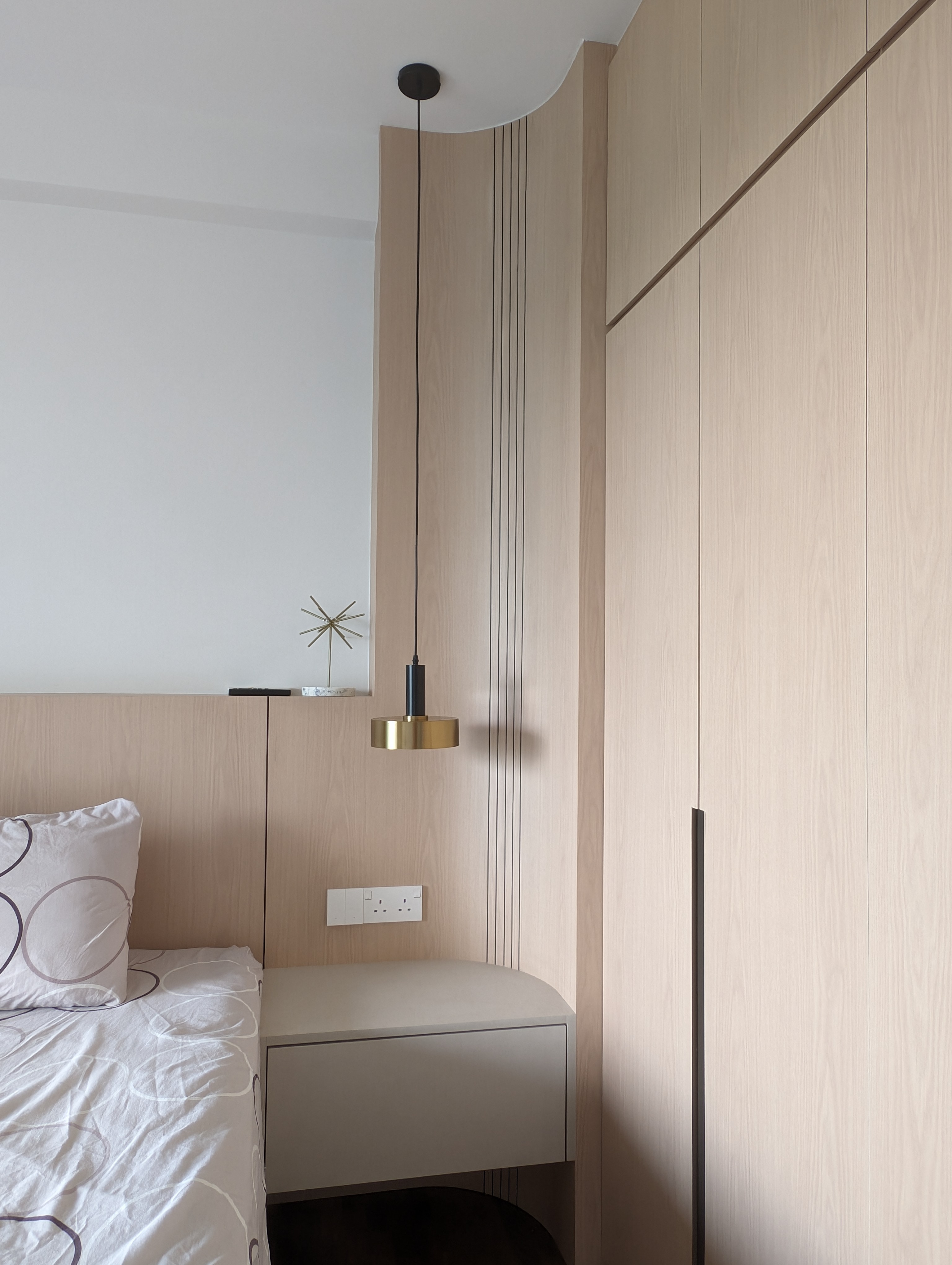 Spending the night with some curves 🍑 - Wooden wardrobe, minimalist design, modern decor, sleek fixtures, contemporary