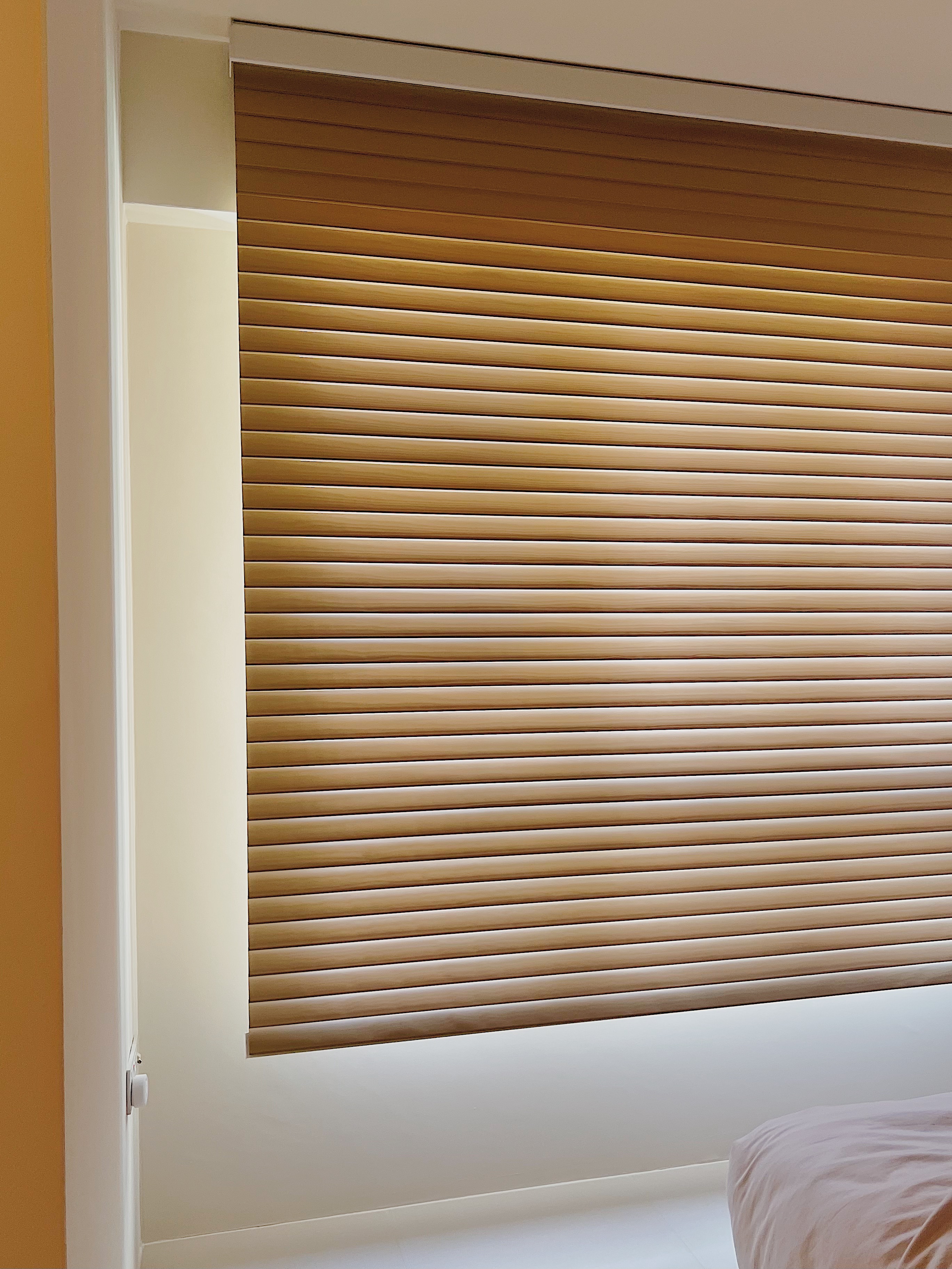 Oyasumi! Rest and Recharge the Minimalist Way 🛌 - Wooden blinds, beige wall, white door frame, minimalist design, natural