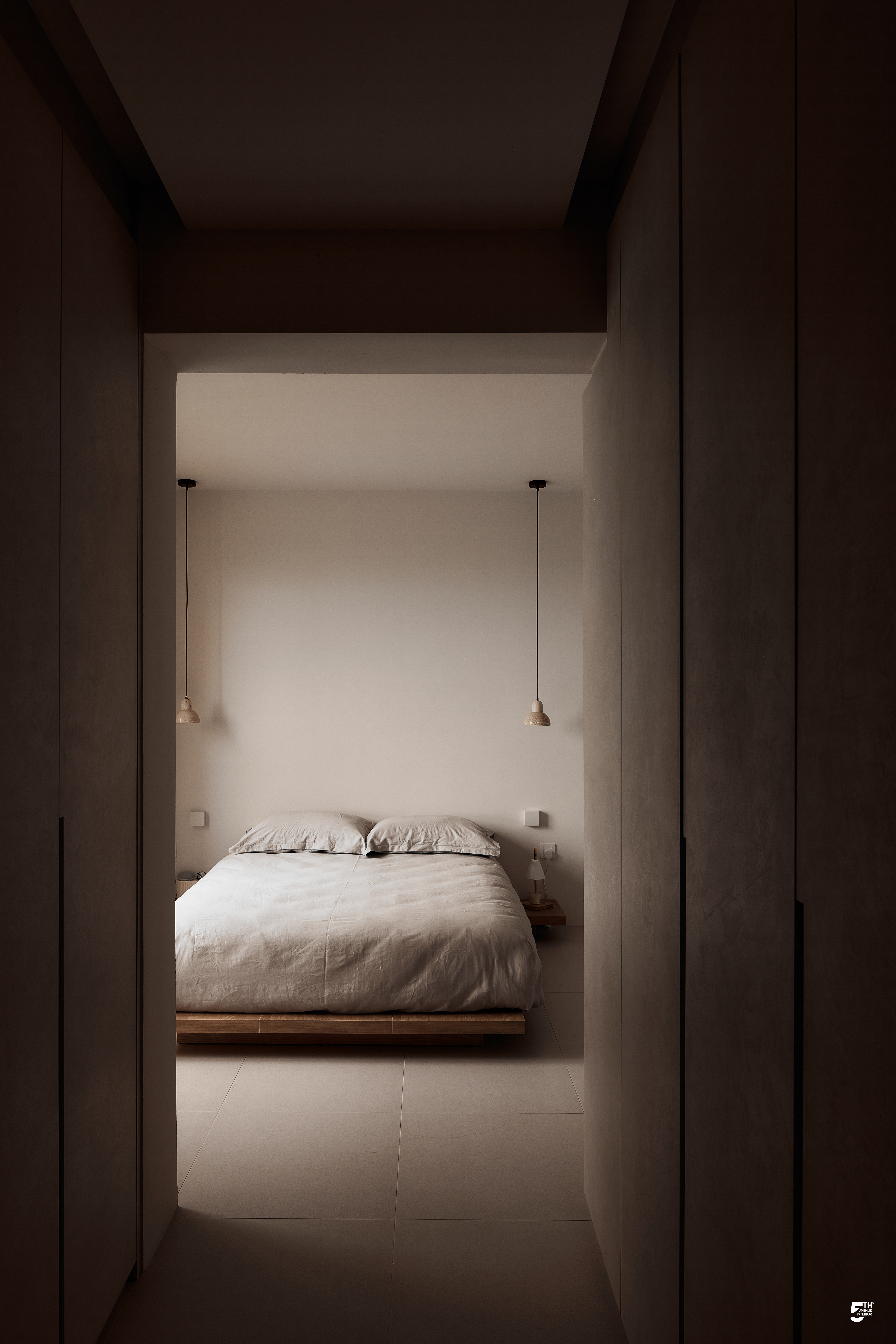 Oyasumi! Rest and Recharge the Minimalist Way 🛌 - Modern minimalist bedroom, neutral color palette, large bed with white