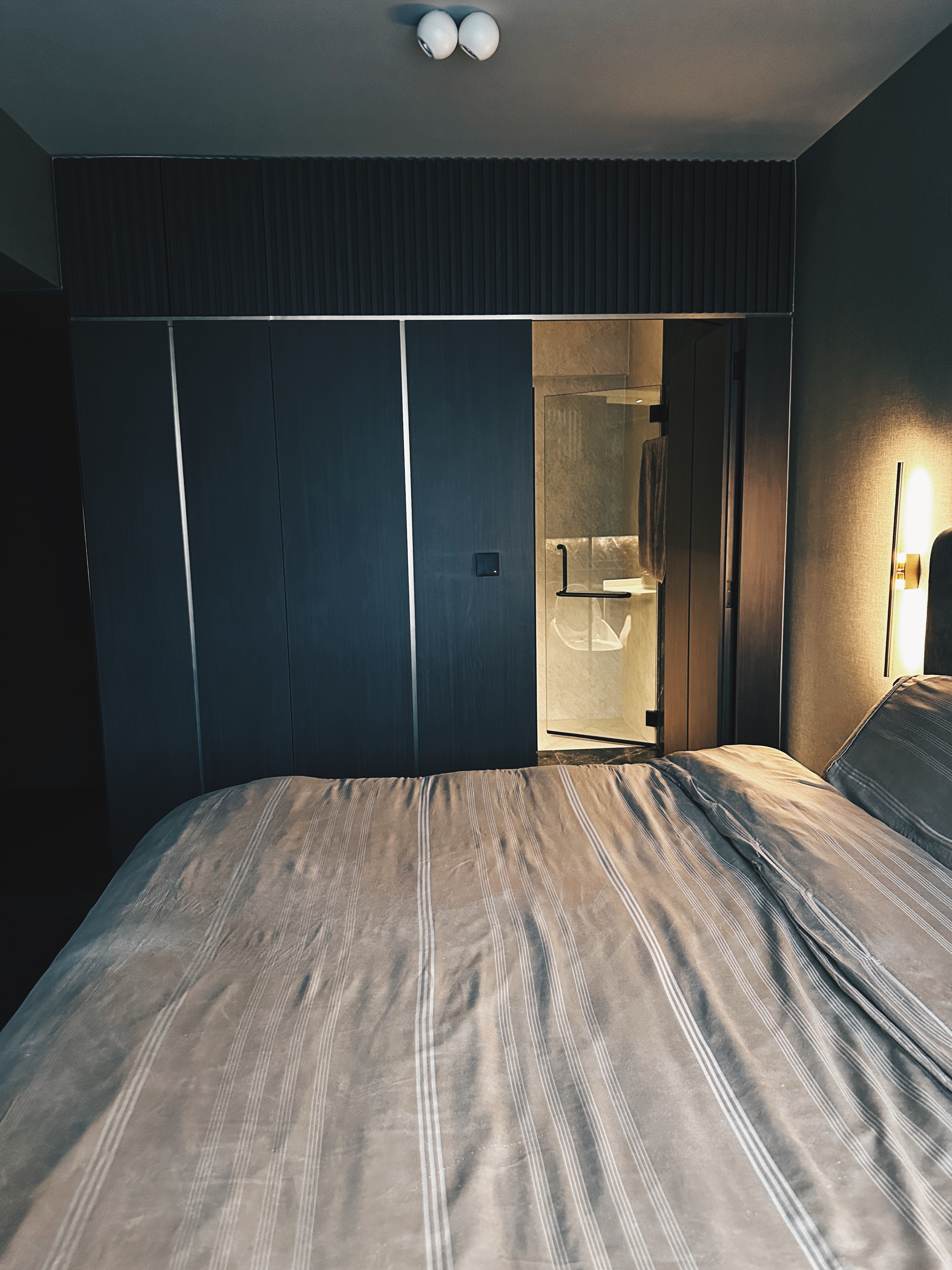 Finding Comfort: A Glimpse into Our Cozy and Minimalist Bedroom - Modern bedroom interior, minimalist design, large bed with