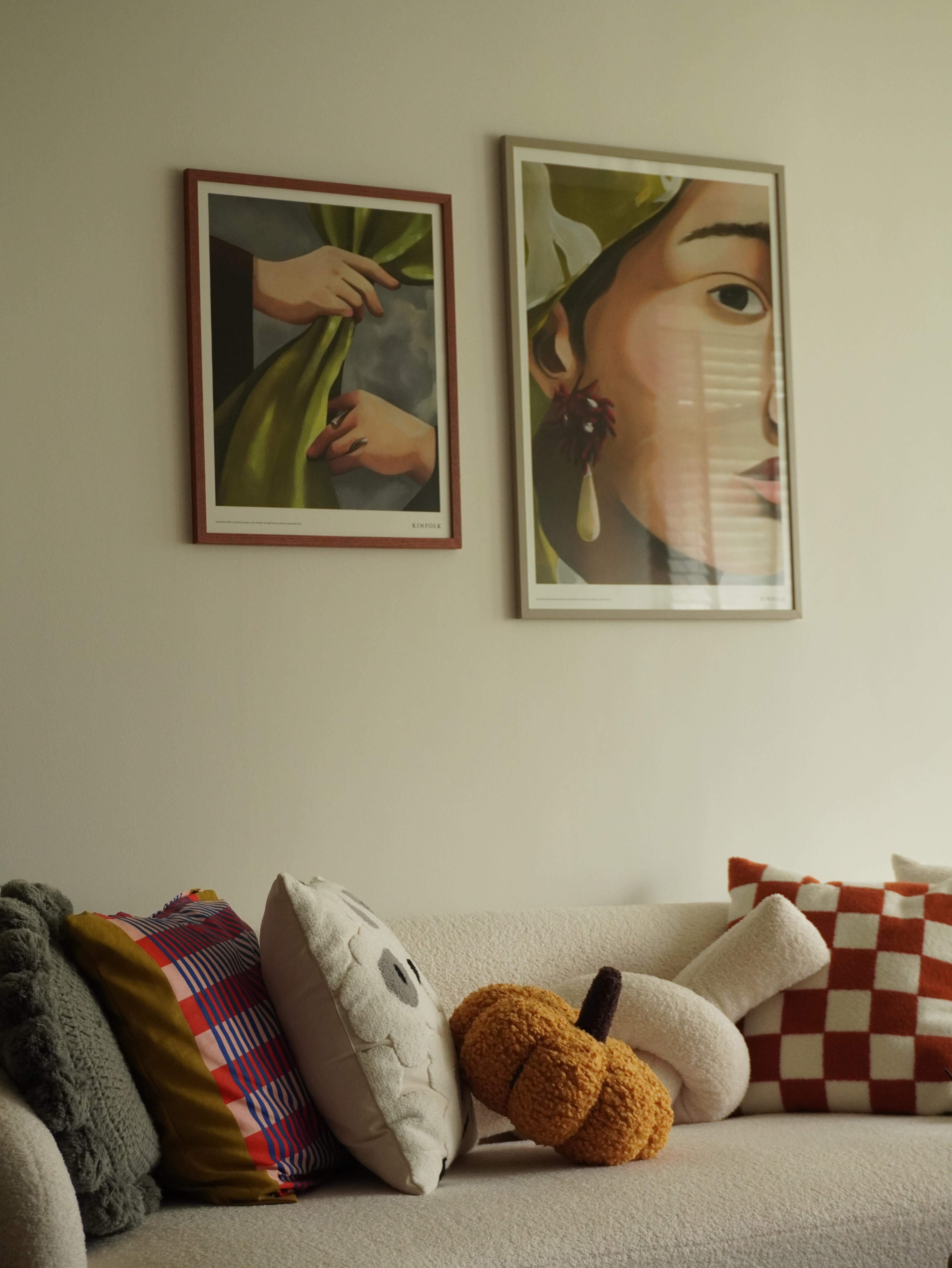 A journey of self-discovery and home renovation journey - Modern living room, cozy sofa, colorful pillows, abstract art