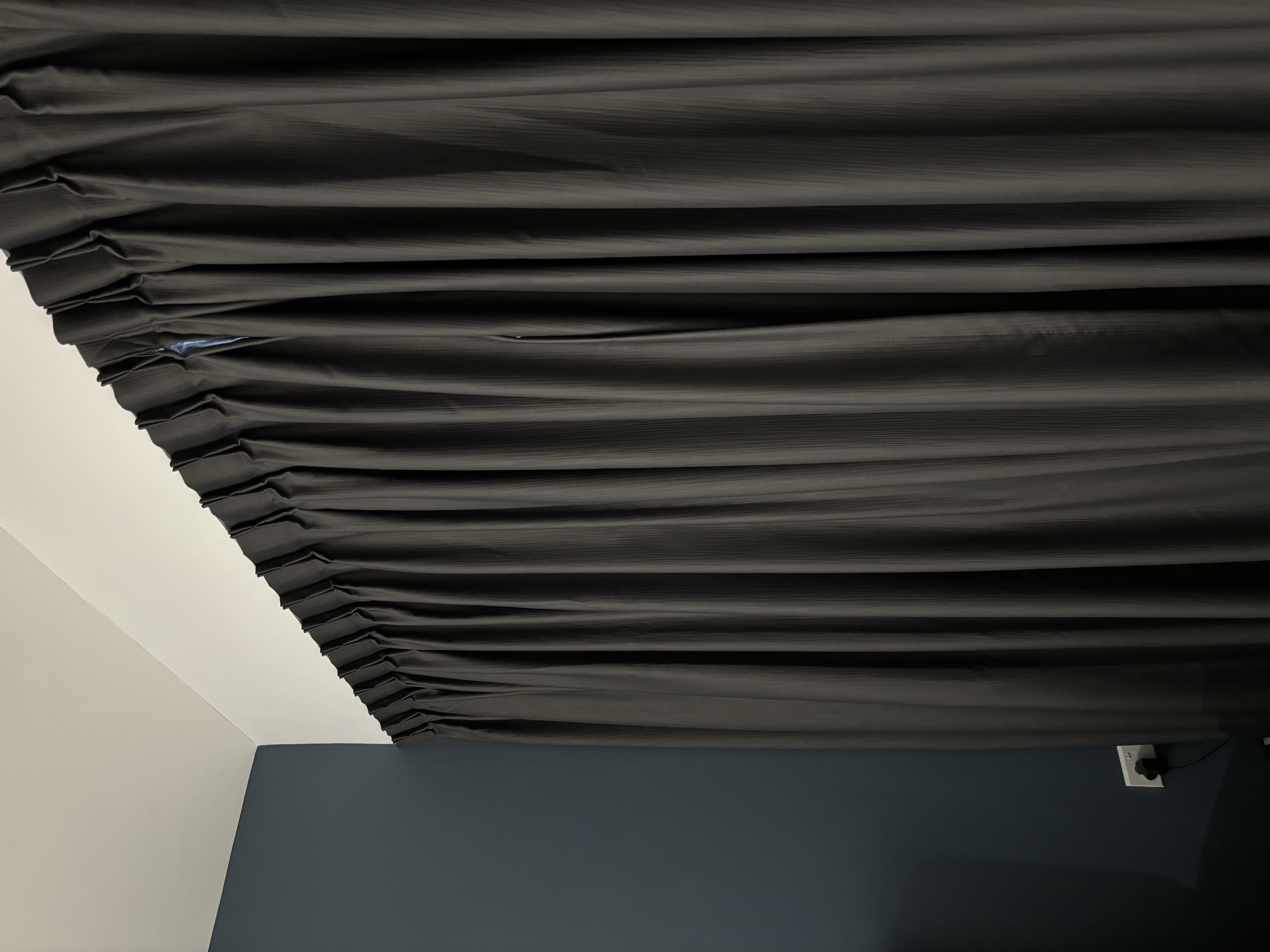 Master Bedroom: A practical, cosy haven - Black fabric, ceiling, draped, layered, textured, smooth, flowing, undulating