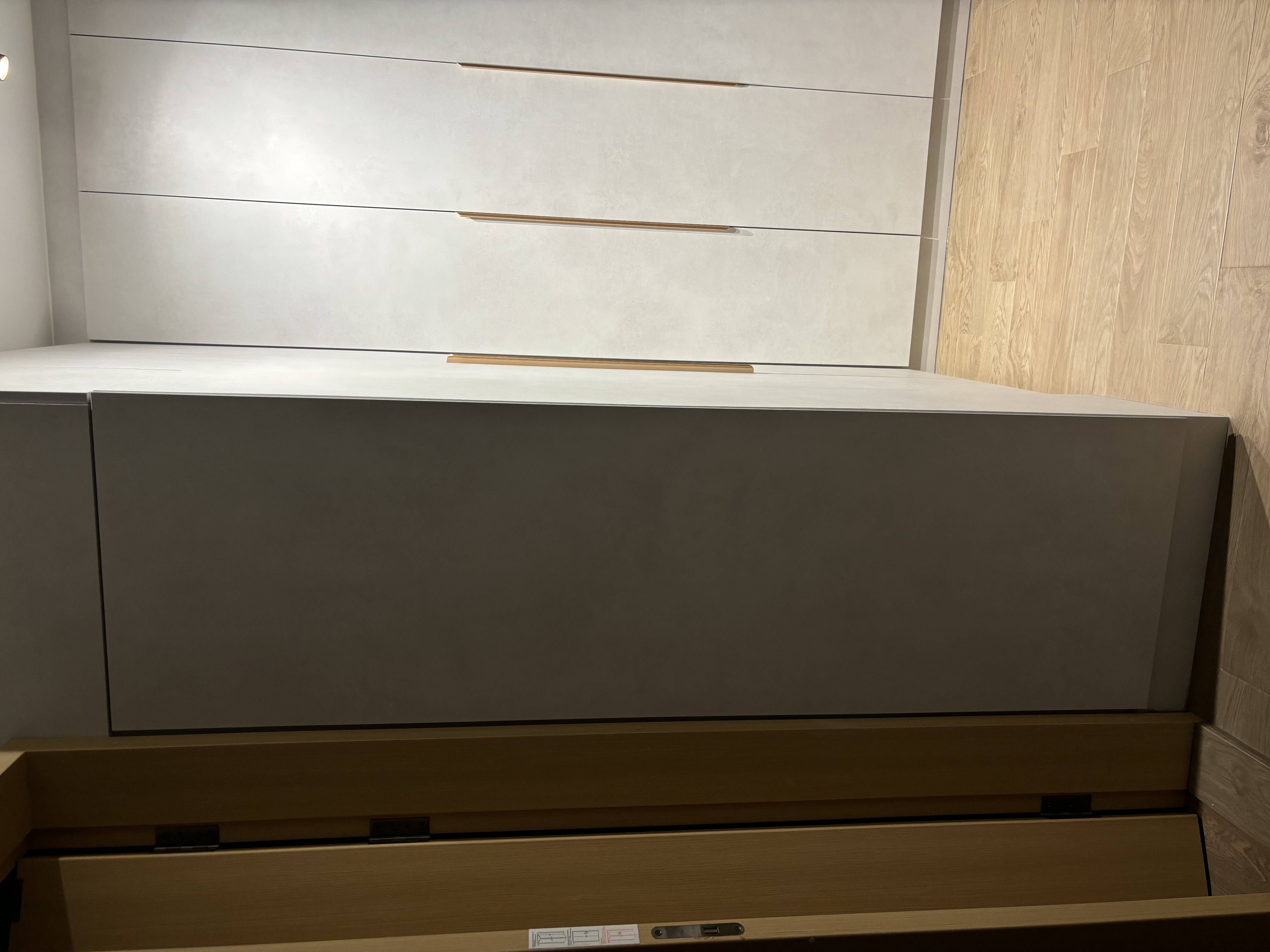 Master Bedroom: A practical, cosy haven - Modern minimalist bedroom, sleek furniture, contemporary design, light gray wall