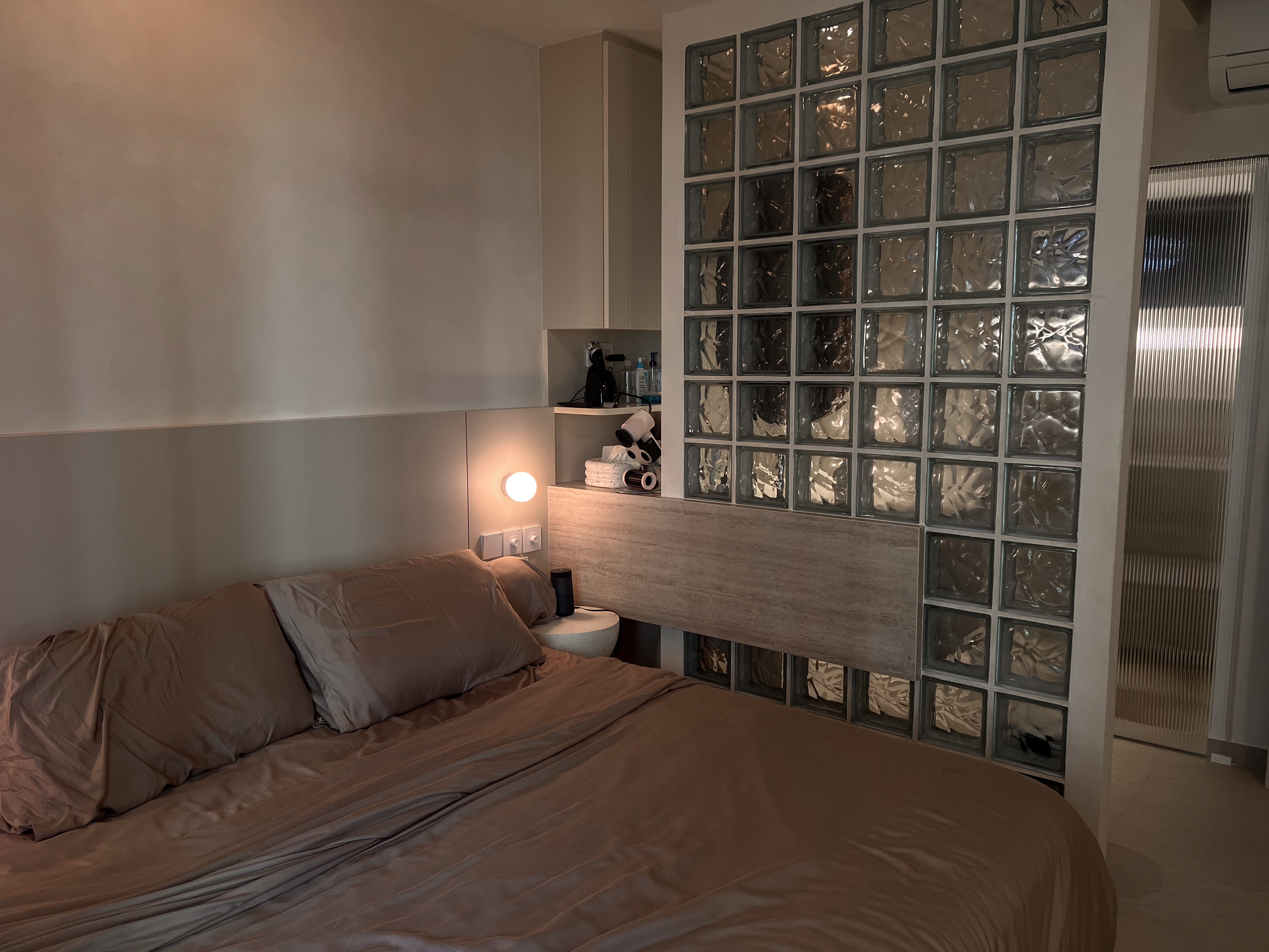 Is it a good idea to bring your vanity out of your toilet?  - Modern bedroom with minimalist design, beige and brown bedding
